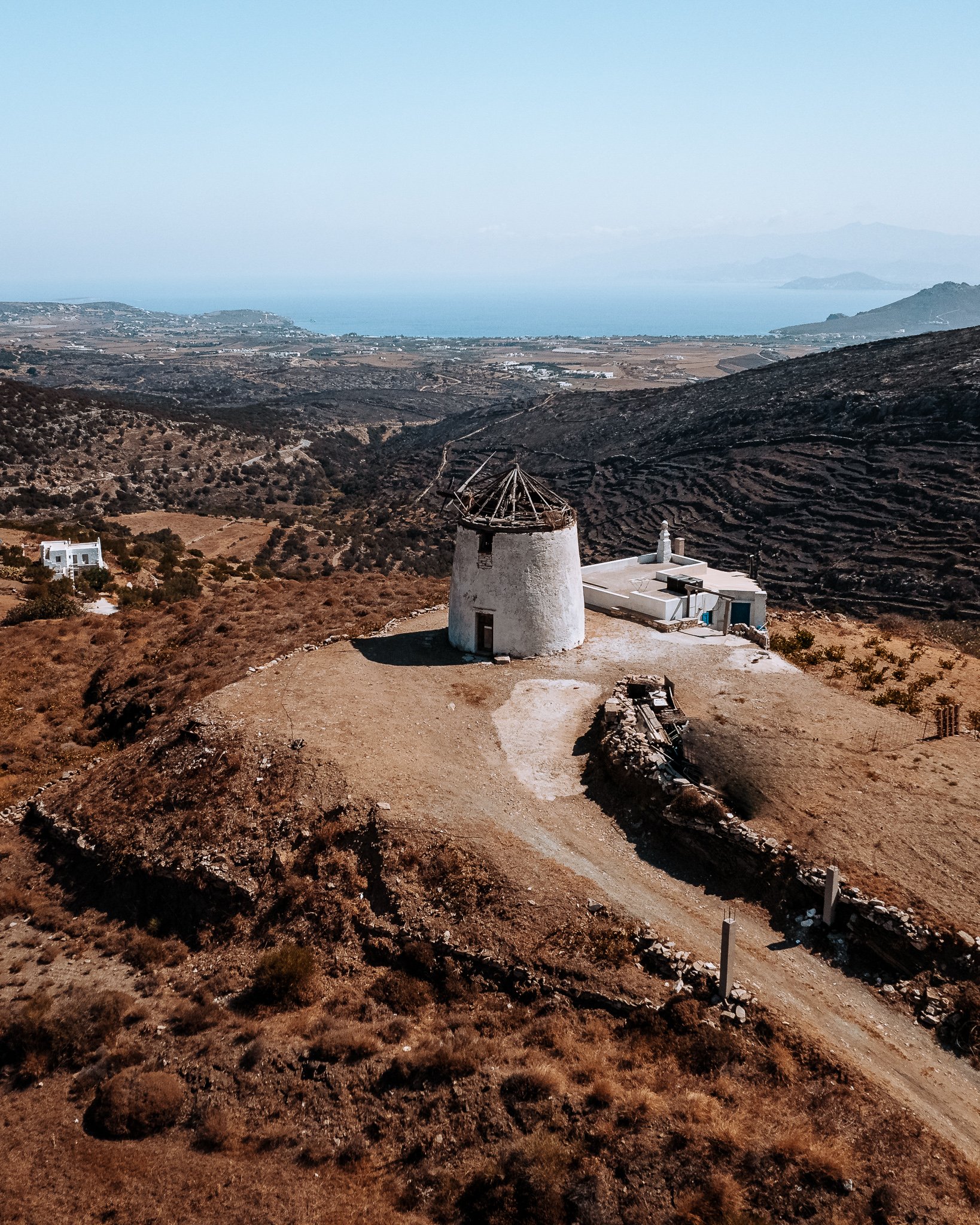 Windmill In Lefkes Paros Drone Photo