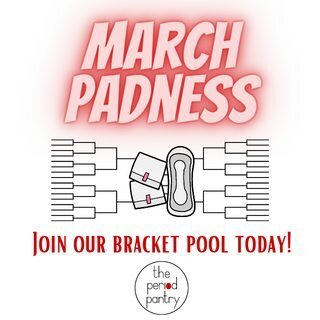 It's time for March Padness! 🏀  Join our March Madness bracket pool and help fundraise for The Period Pantry! Each entry is $10, and we have prize packages for the top 3 winners! Click the link in our bio to get started! #MarchMadness #MarchPadness 