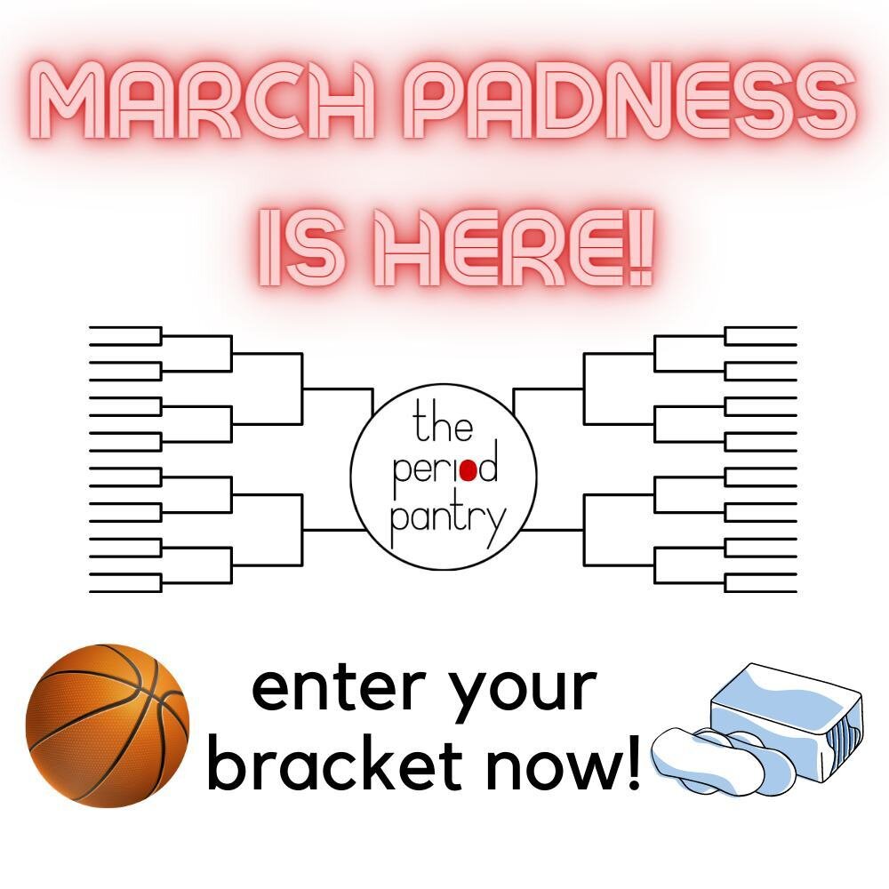 March Padness is here! Enter your March Madness picks at the link in our bio for a chance to win some amazing prizes from places like Evolved, Blowout Bar, Gramercy Books, and more! Your $10 entry fee supports The Period Pantry in our work to end per