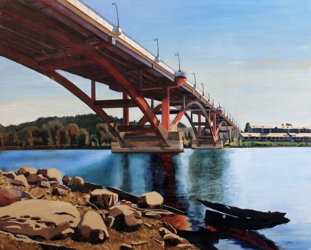 Sellwood Bridge. Oil on canvas, 48" x 60"