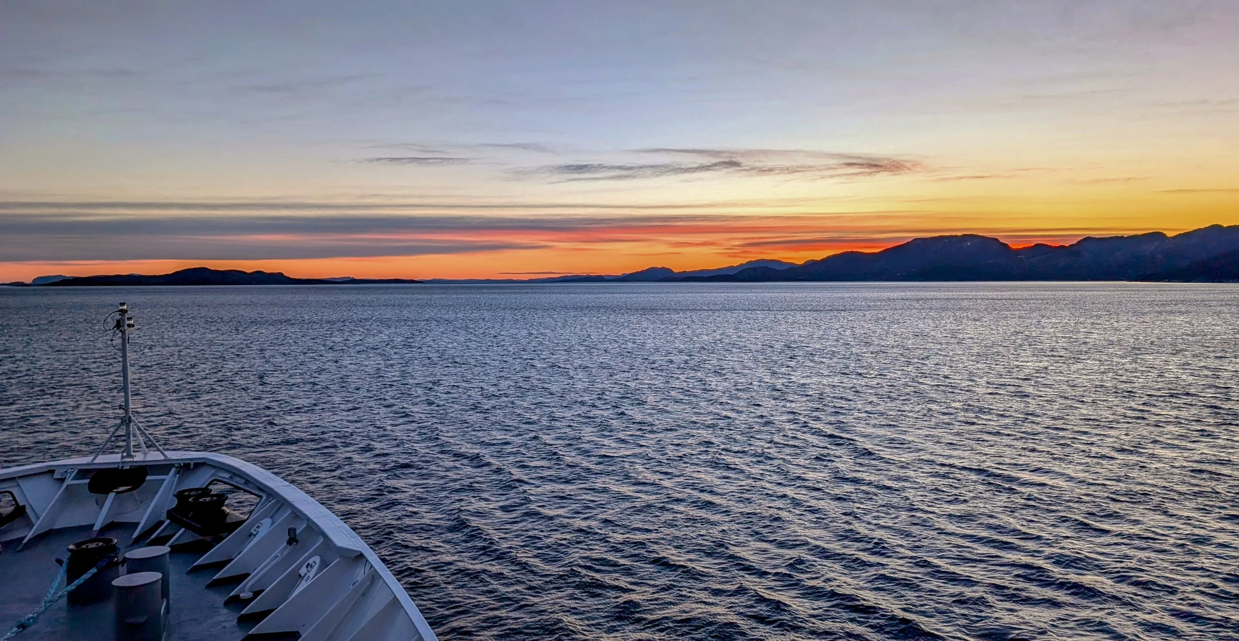 Coastal Cruise Sunrise, Approaching Alesund Norway