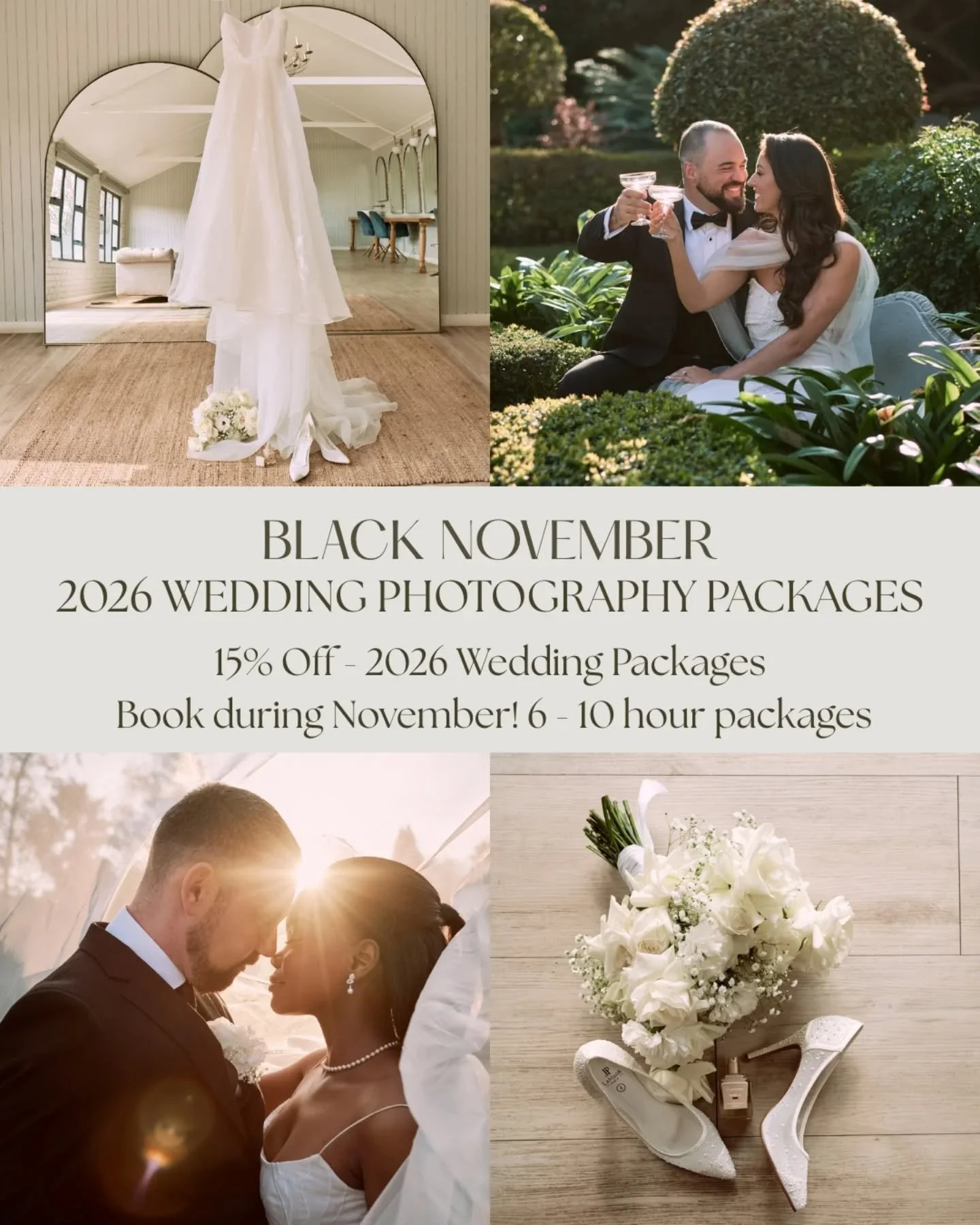 ✨️ Black Friday Wedding Photography Special ✨️

15% off all 6 to 10 hour packages.

If you are planning your 2026 or 2027 wedding and want authentic, emotional, story driven images, let's chat. I would love to capture your day in a way that feels nat