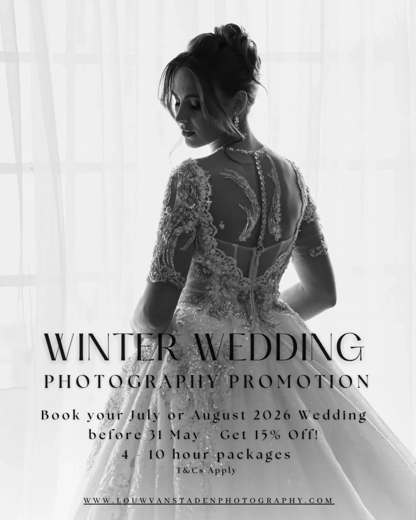 Winter weddings have a magic all of their own. Soft light, cosy moments, rich tones, and unforgettable atmosphere.

Book your July or August 2026 wedding during May and receive 15% off any of my 4&ndash;10 hour wedding photography packages.

Let&rsqu