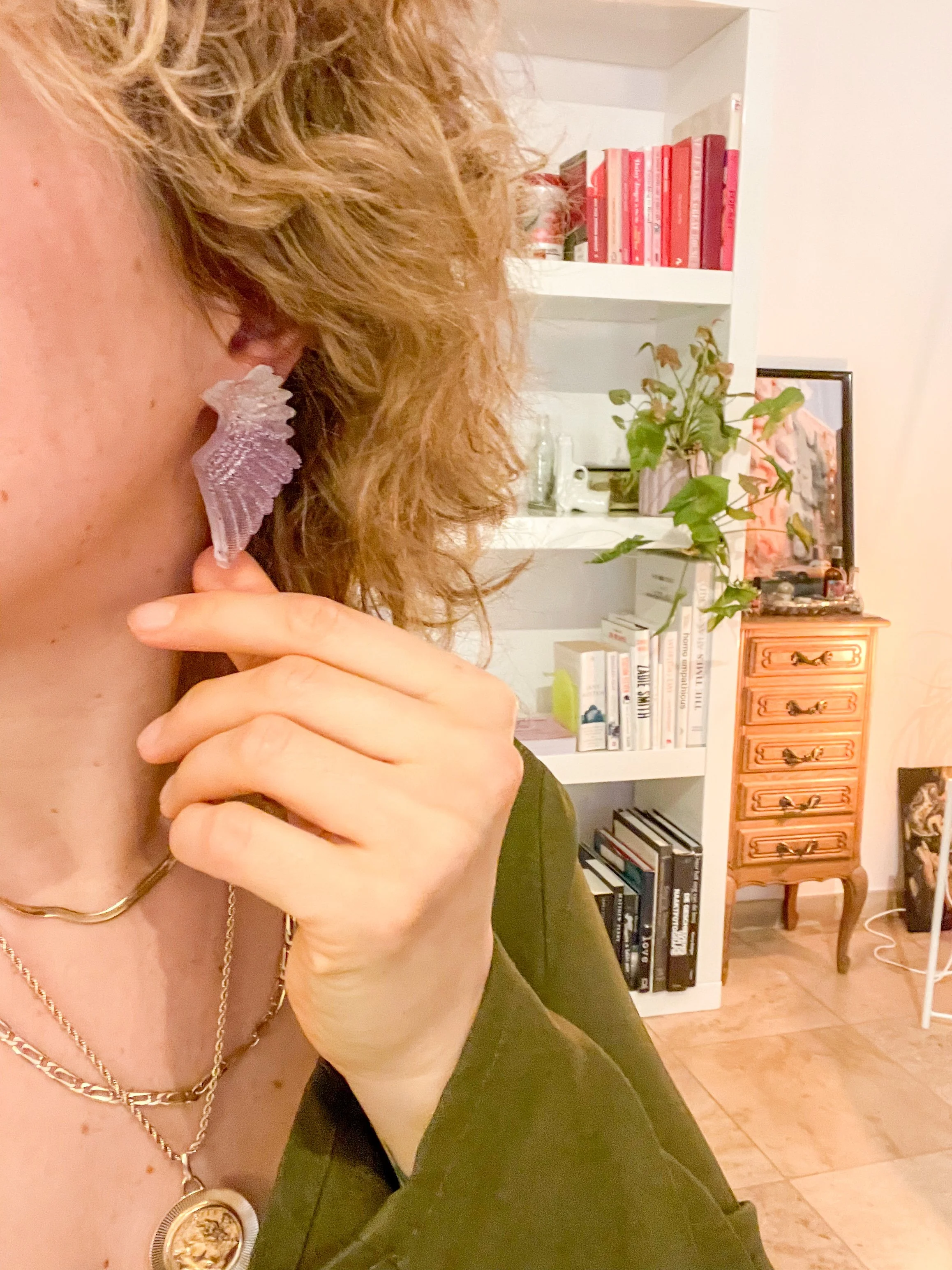 Wings medium translucent purple glitter