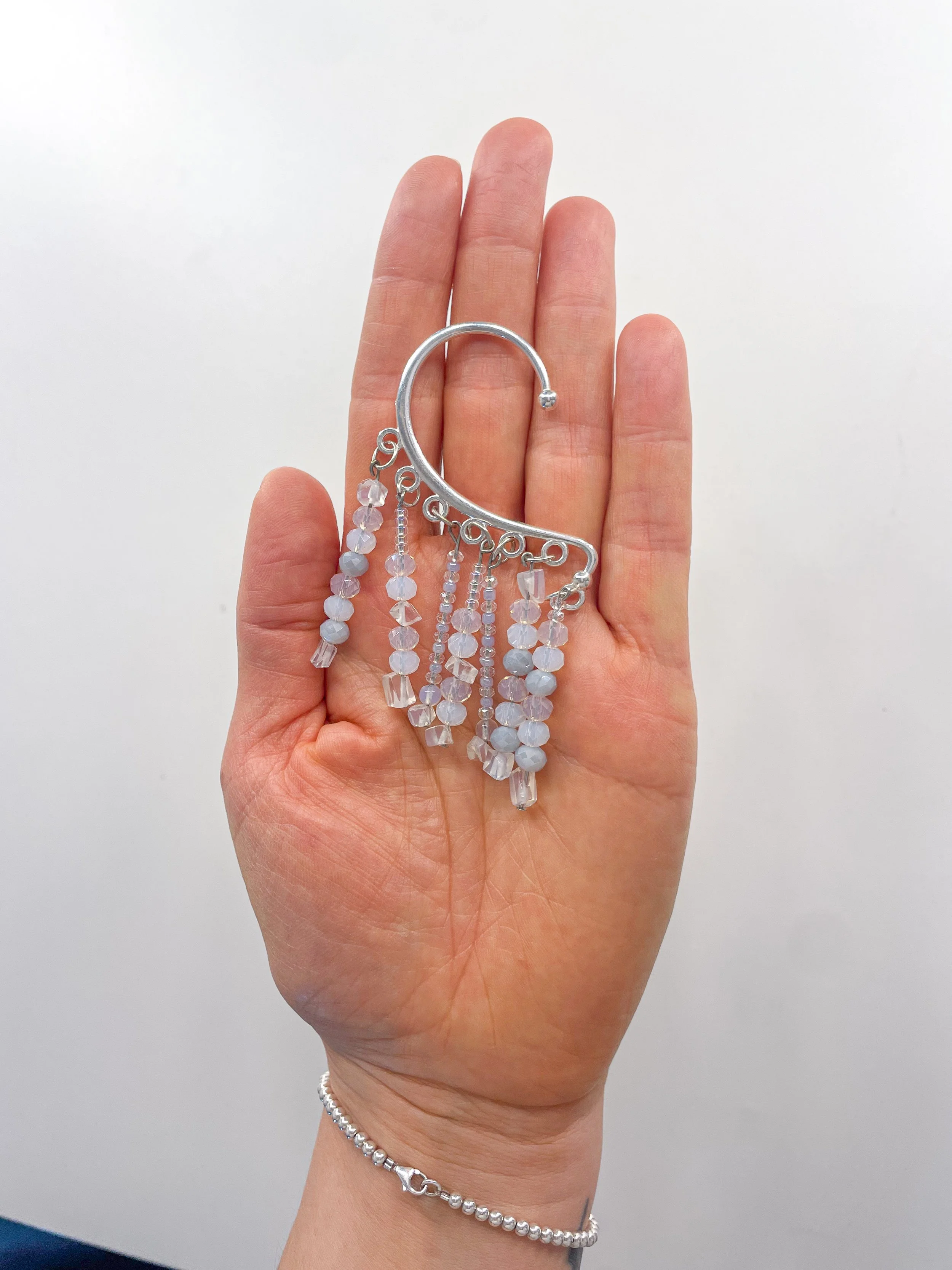 Silver earcuff white varia