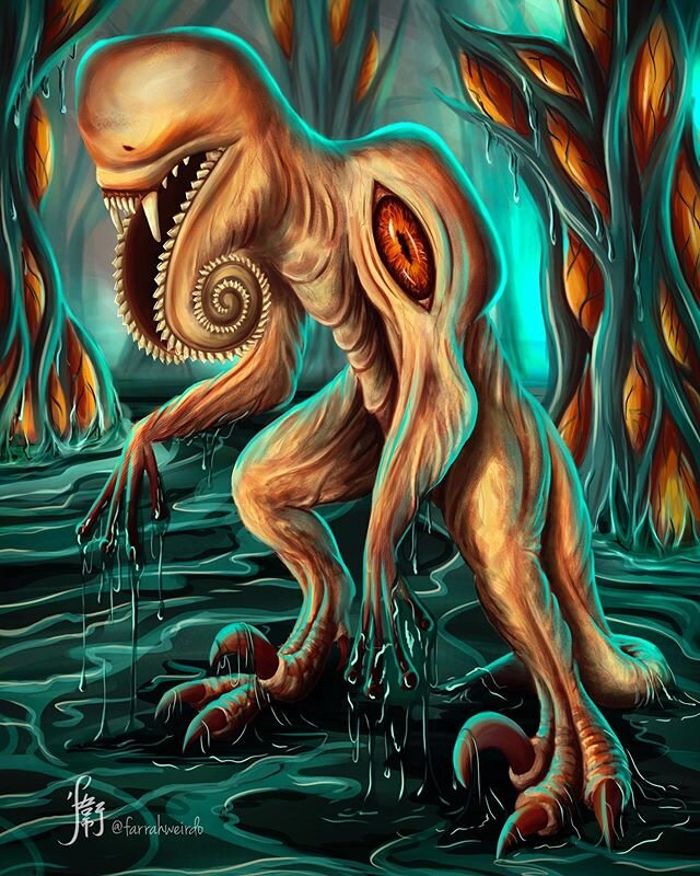 Alien creature.
Swipe for process gif! I have also recorded my painting process and I&rsquo;ll see whether I could managed to make a video of it😂