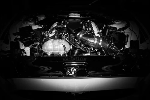 Supercharged Mustang engine bay
