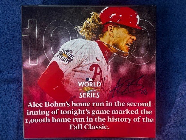 Alec Bohm autographed 2022 World Series Photo of 1000th Home Run