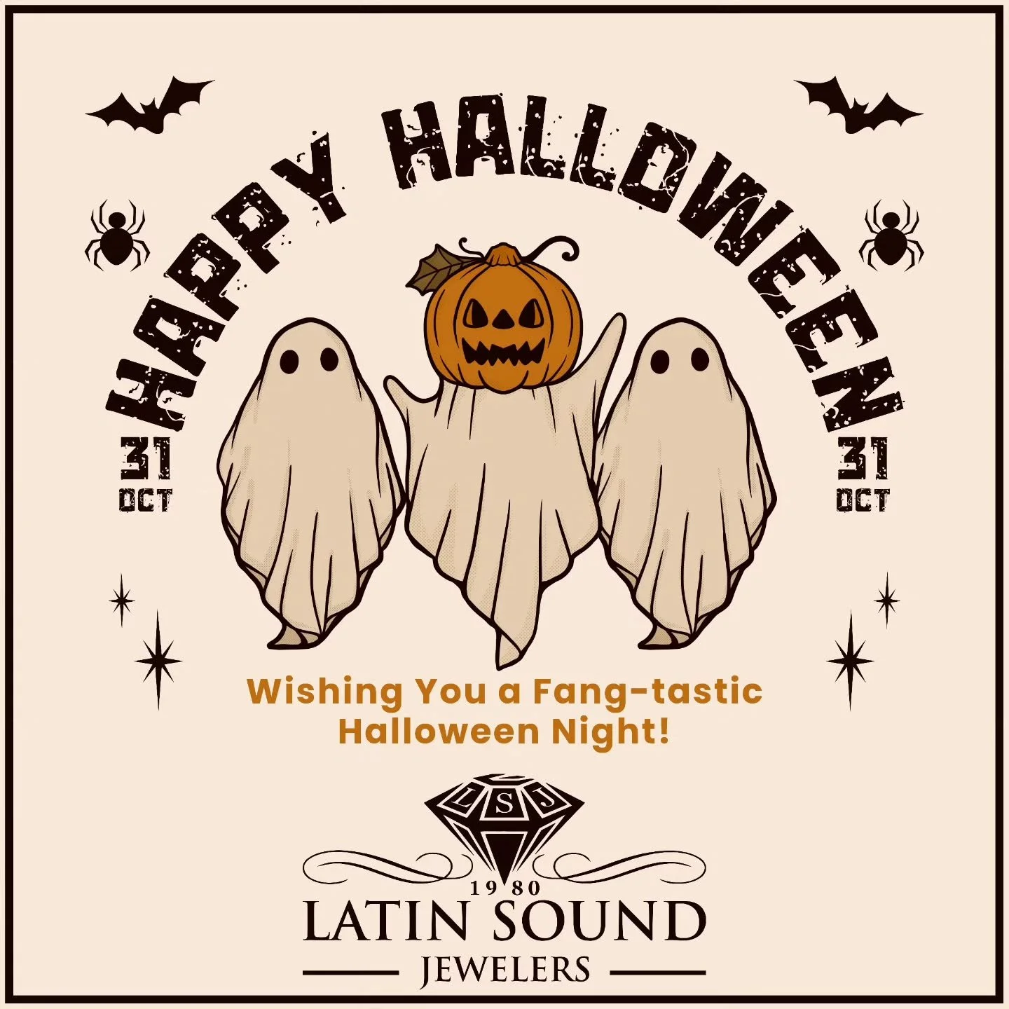 🎃 Happy Halloween from all of us! 👻 Wishing you spooky fun, sweet treats, and a night full of chills and thrills! 🕸️🕷️

🎃 Feliz Halloween de parte de todos nosotros! 👻 &iexcl;Que tengas una noche llena de sustos divertidos, dulces deliciosos y 
