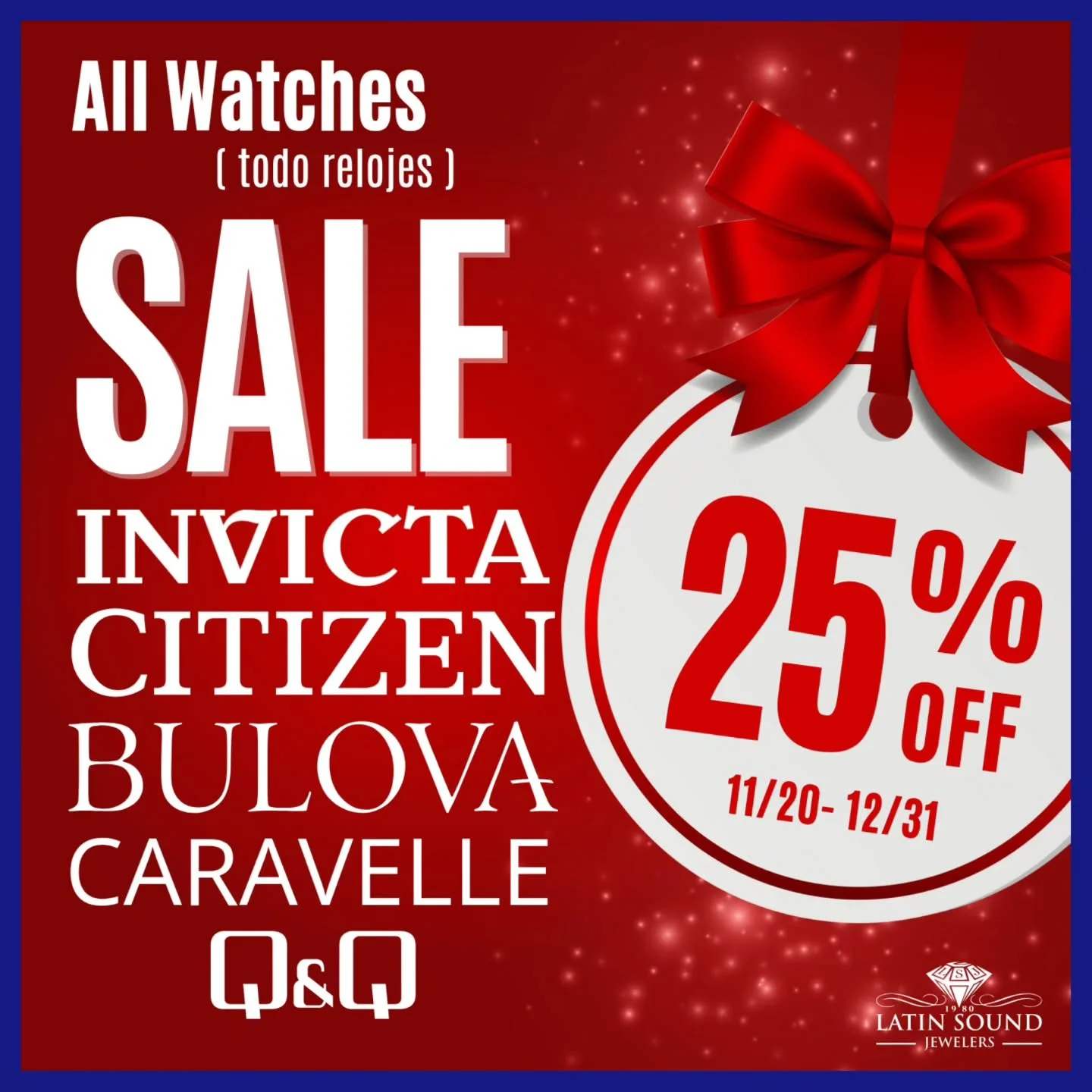 Don&rsquo;t miss out on our incredible watch sale, now is the perfect time to find the ideal gift for this Christmas season.
💎⌚
No te pierdas nuestra incre&iacute;ble venta de relojes, ahora es el momento perfecto para encontrar el regalo ideal para