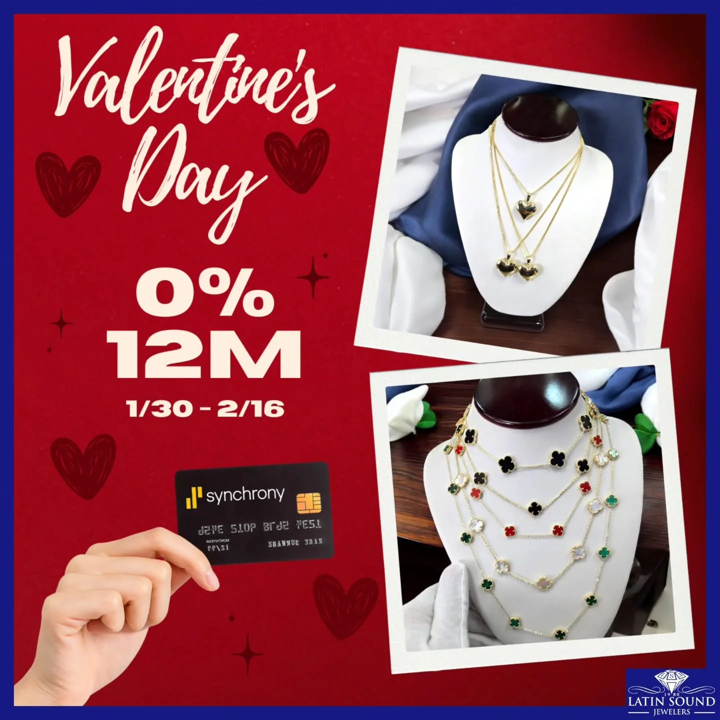 12 months interest-free financing available with Synchrony Bank, valid from January 30 to February 16.
💳💎&hearts;️💳💎&hearts;️
12 meses de financiamiento sin intereses con Synchrony Bank, v&aacute;lido del 30 de enero al 16 de febrero.

#latinsoun