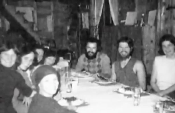 Members eating at the commune