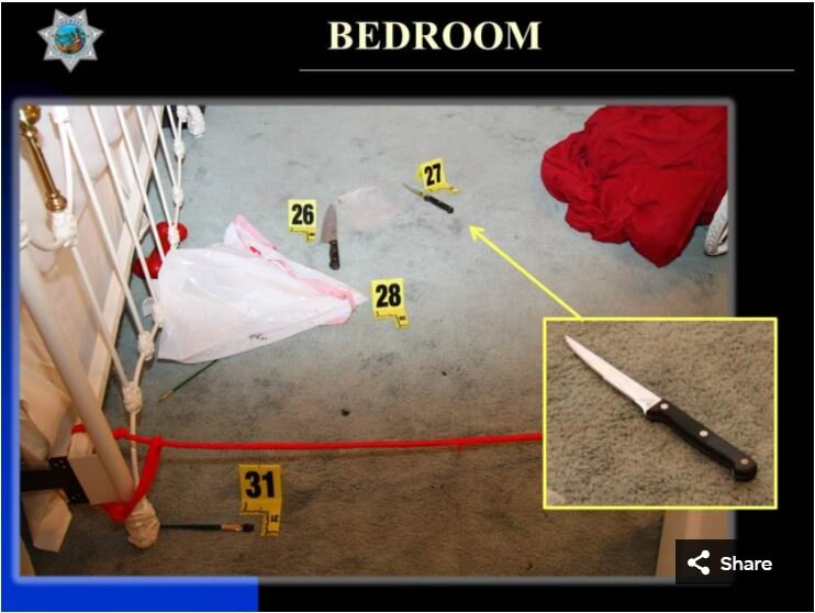 Evidence found in bedroom next to bed