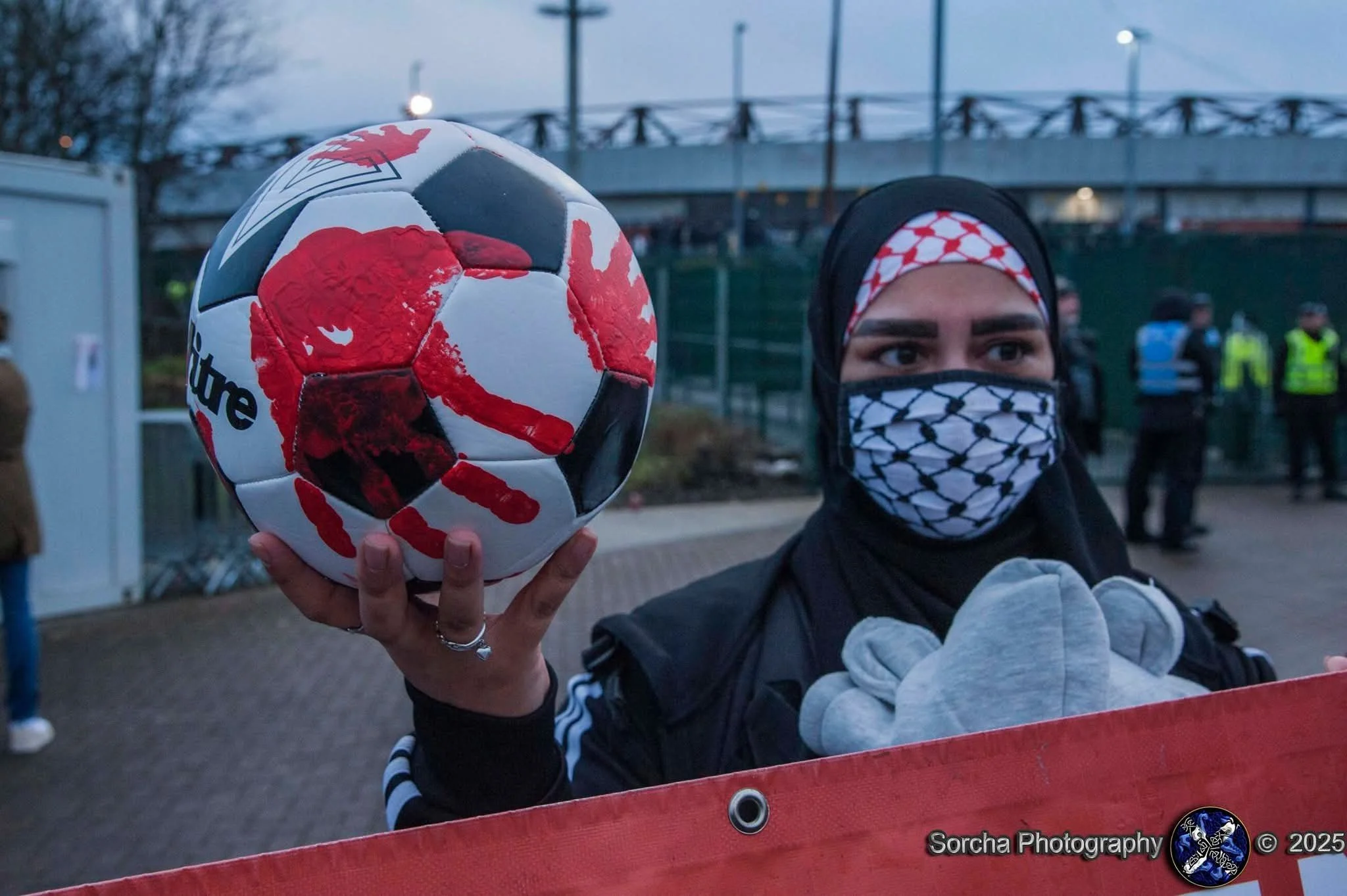 Palestine protesters rally at Hampden over Barclays partnership