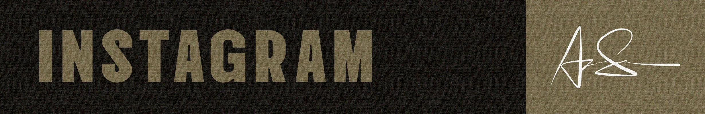 "Instagram" text in bold, followed by a stylized signature-like design on a textured background.