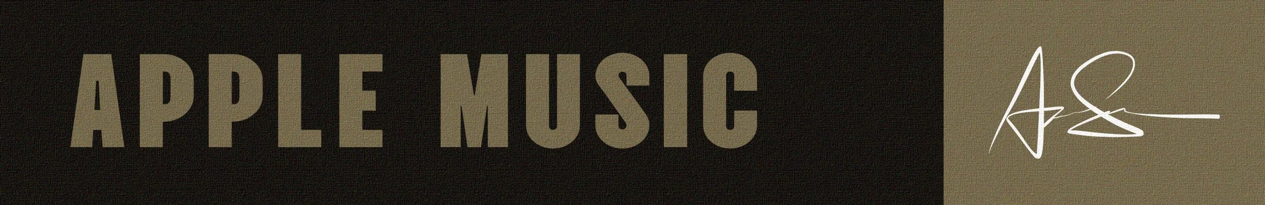 "Apple Music" text with stylized logo on textured background.