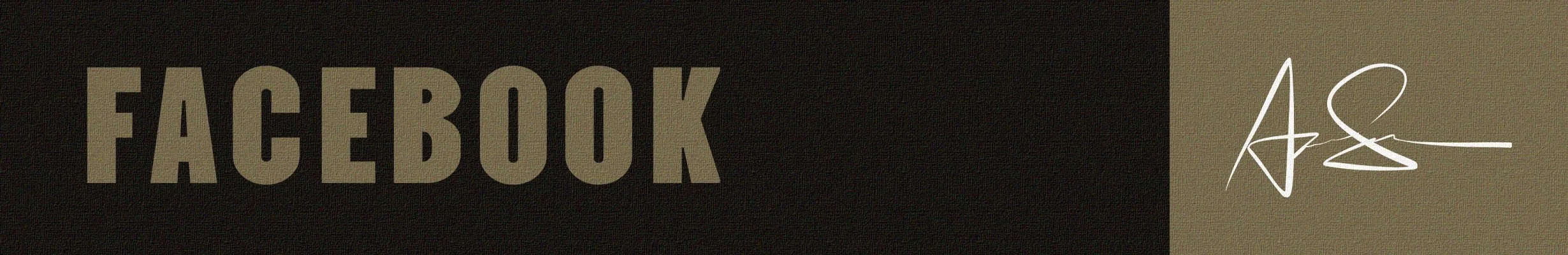 Dark textured Facebook banner with stylized initials "A S" in white on the right side.