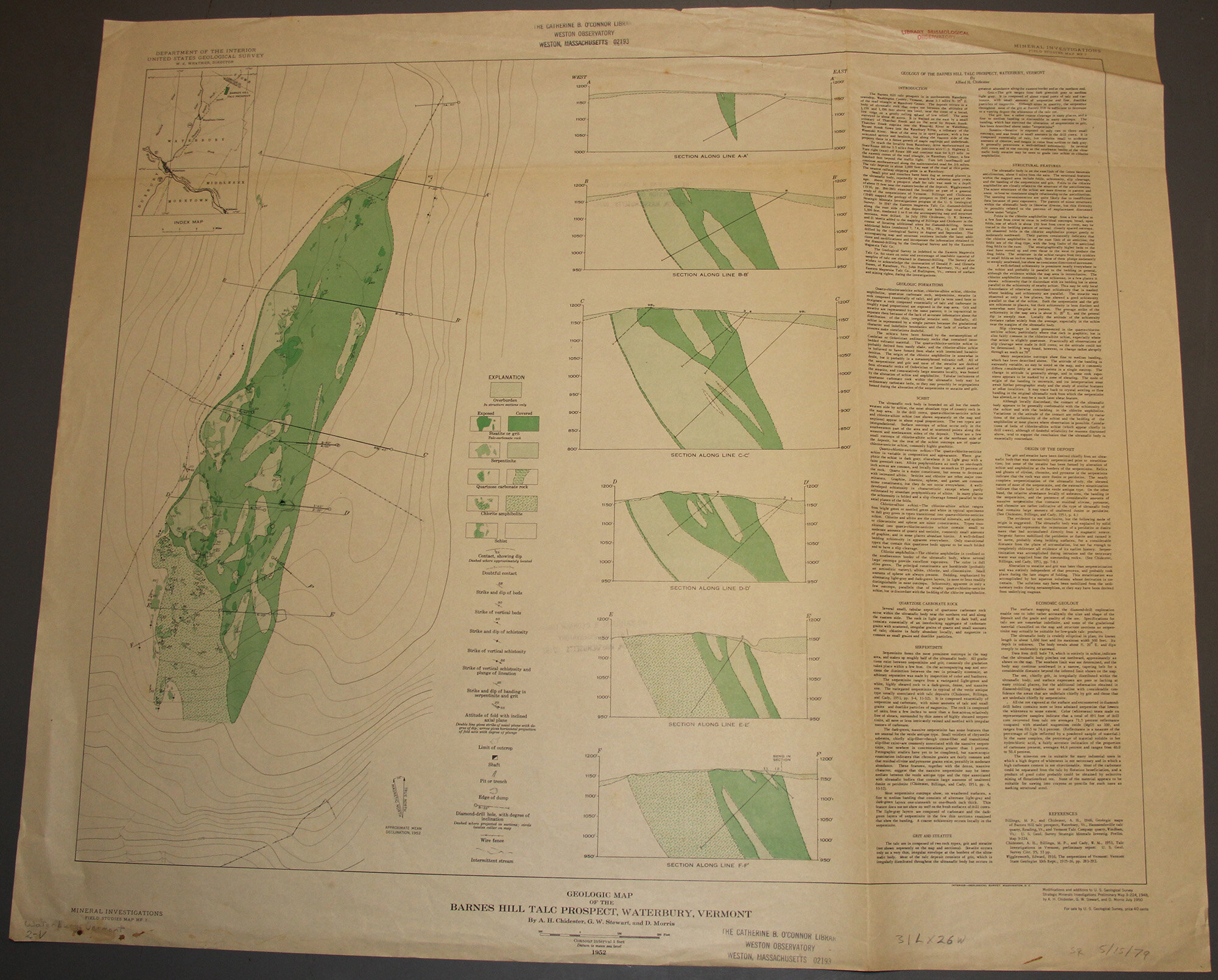 Waterbury - Geologic Map of the Barnes Hill Talc Prospect 1