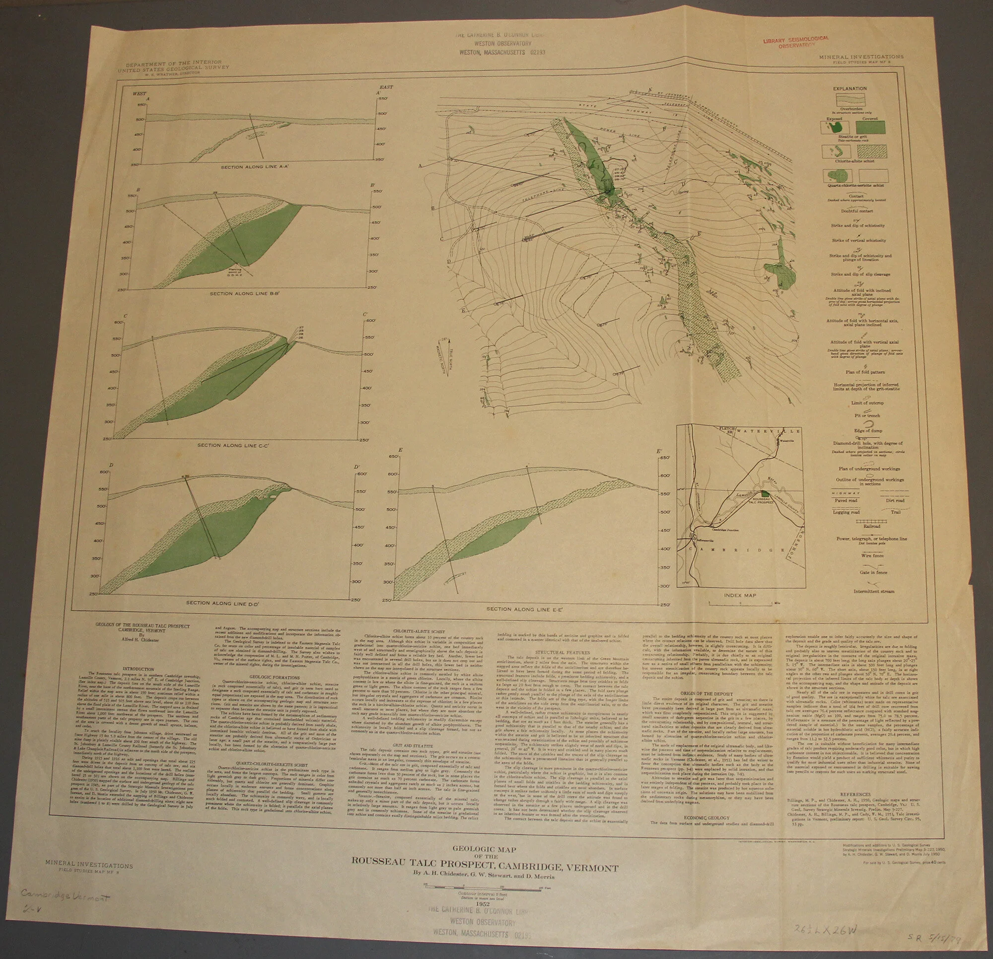 Cambridge VT - Geologic Map of the Rousseau Talc Prospect 1