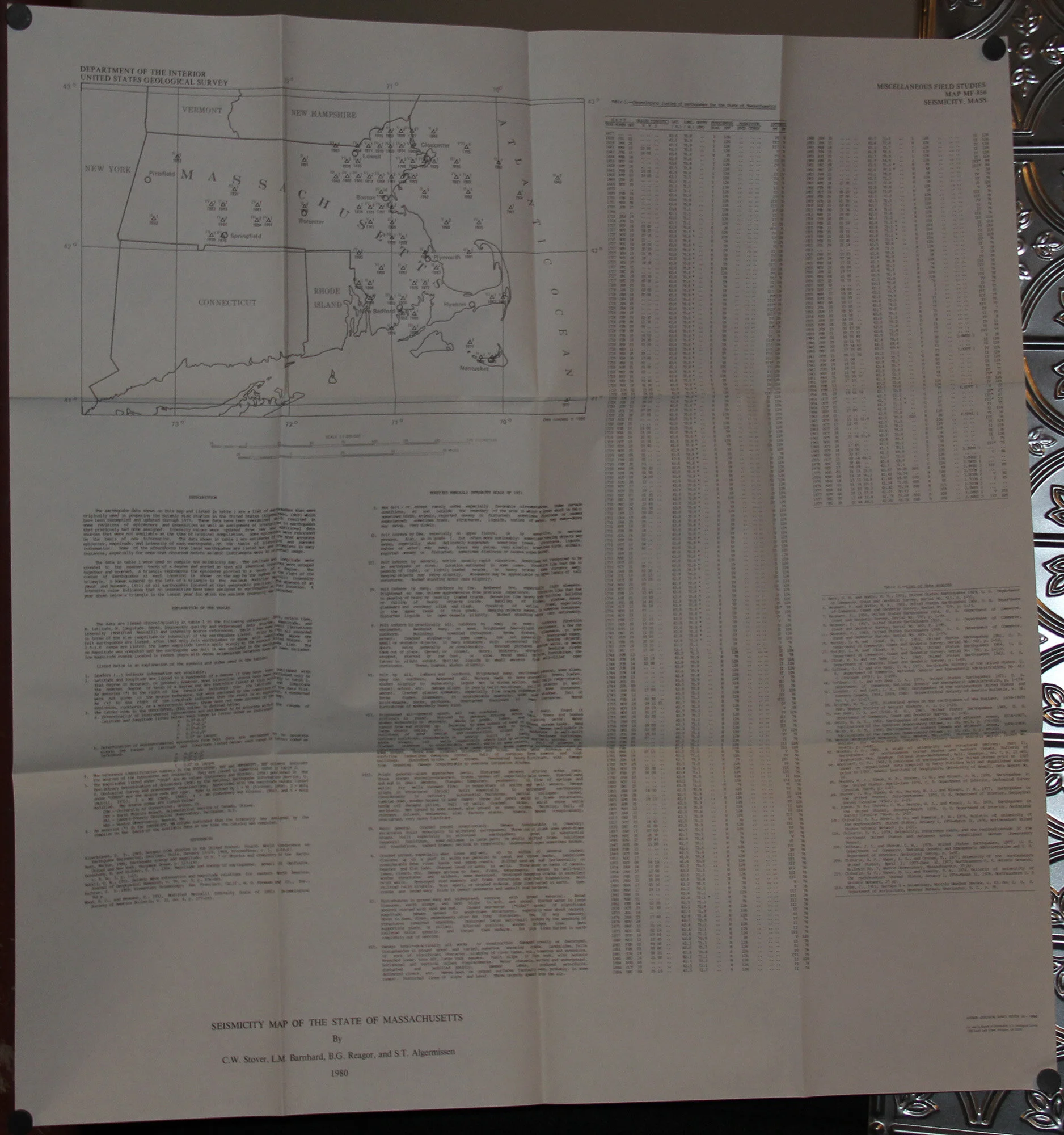 Seismicity Map of Massachusetts
