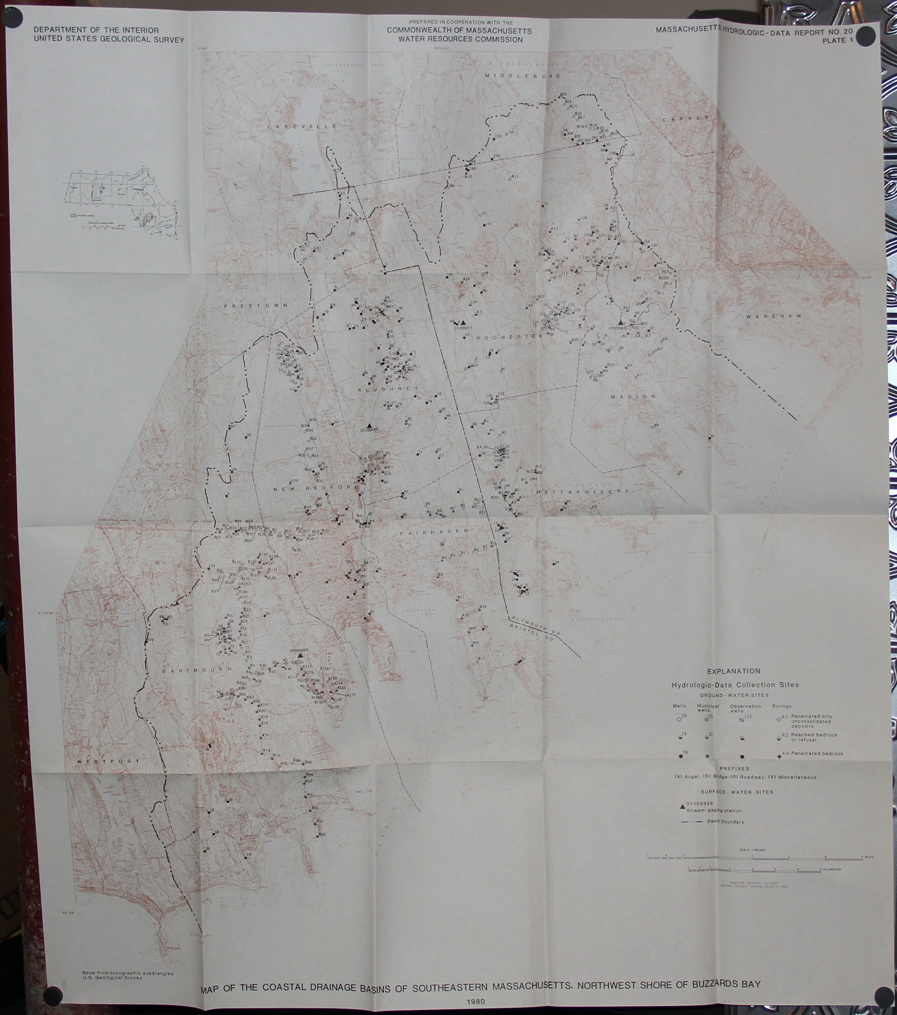 Hydrolic Data of the Coastal Drainage Basins of Southeastern MA - with booklet 1