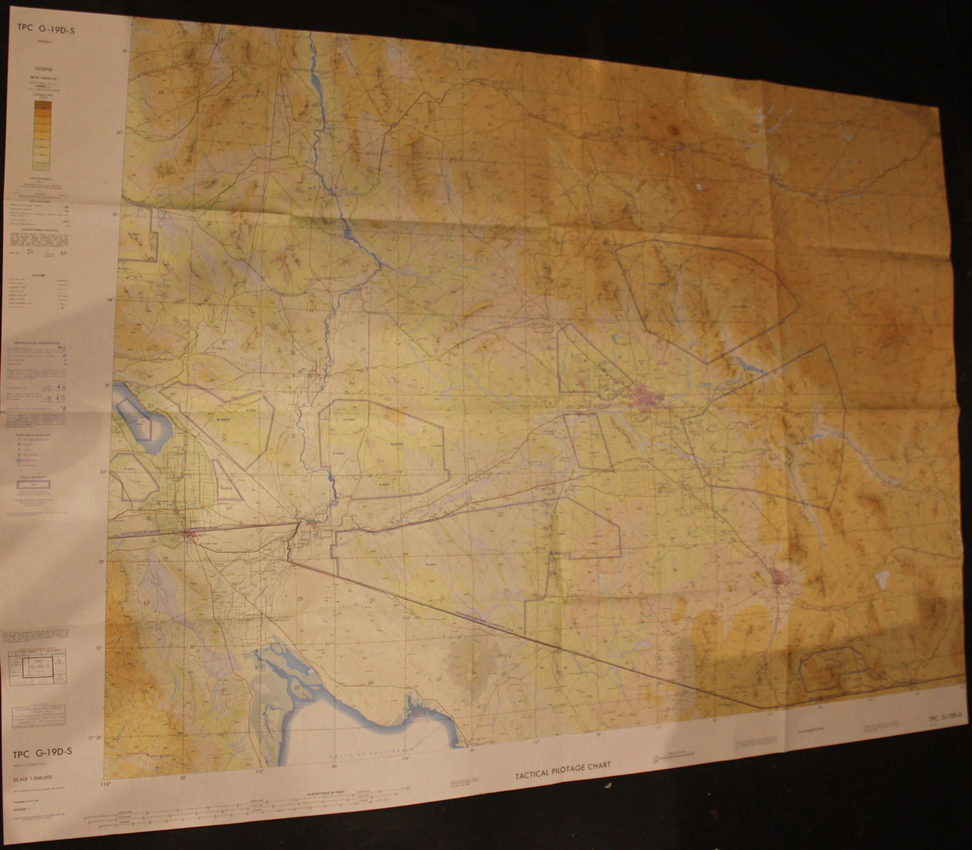 AZ CA NM NV - Aeronautic Map of Southern 3/4 of AZ CA NM NV 1