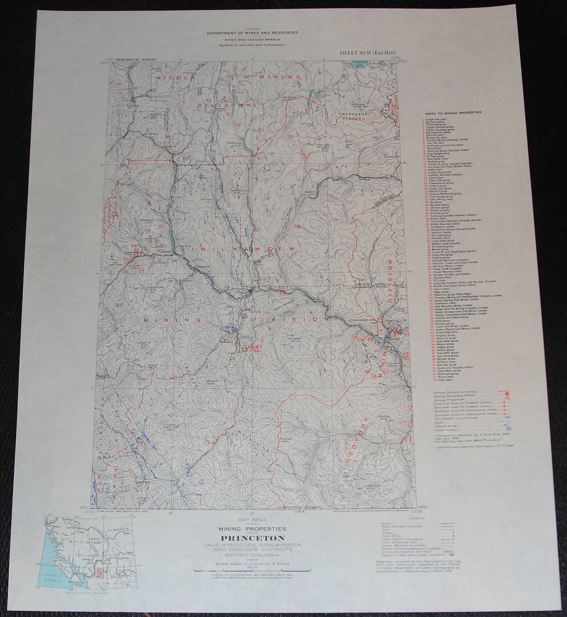 BC - Princeton - Mining Properties (Yale, Kam Loops, Similkameen &amp; Osoyoos Districts) 1