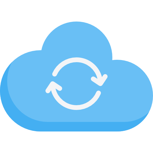 Cloud sync icon showing arrows inside a blue cloud, representing cloud file syncing and backup confusion.