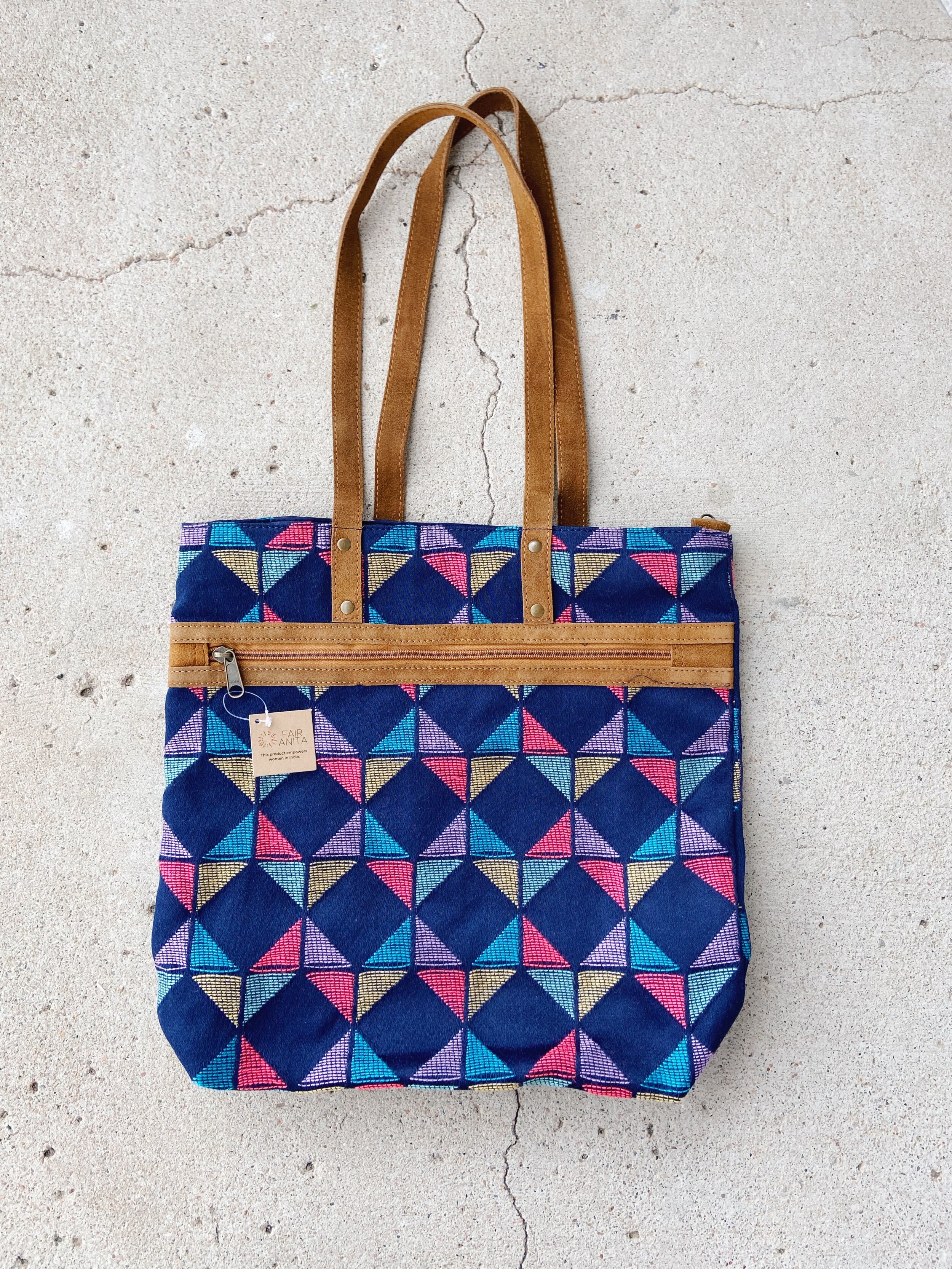 kaleidoscope tote purse back view, fair anita, fair trade handbag, fair trade purse, fair trade tote, ethical fashion
