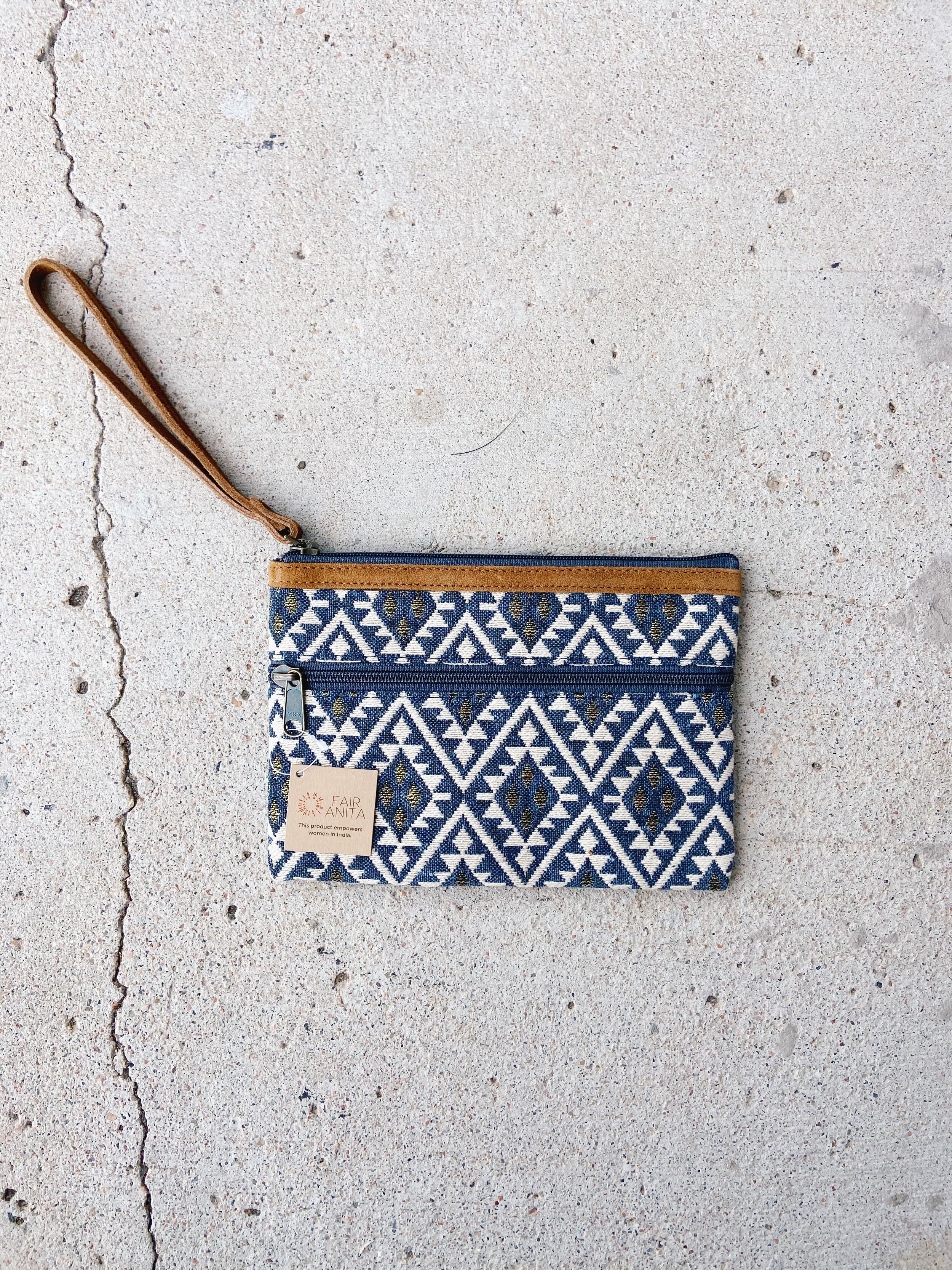 Sonoma clutch, fair anita, Sonoma clutch back view, fair trade fashion, fair trade handbags, fair trade accessories, fair trade clutch, fair trade wristlet, made in india, ethical fashion