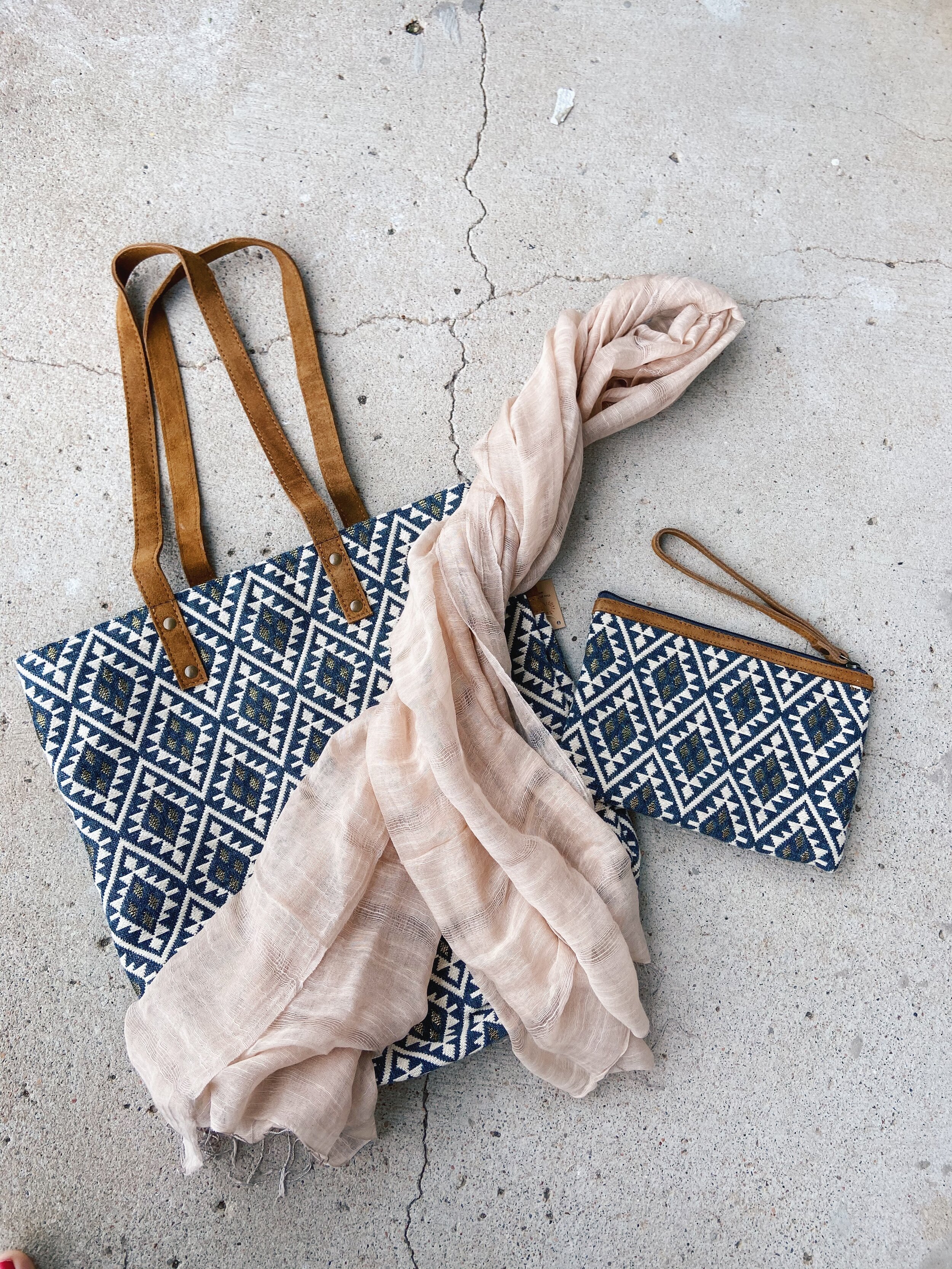 Sonoma clutch, Sonoma tote purse, Lieu loose weave scarf, fair anita, fair trade fashion, fair trade