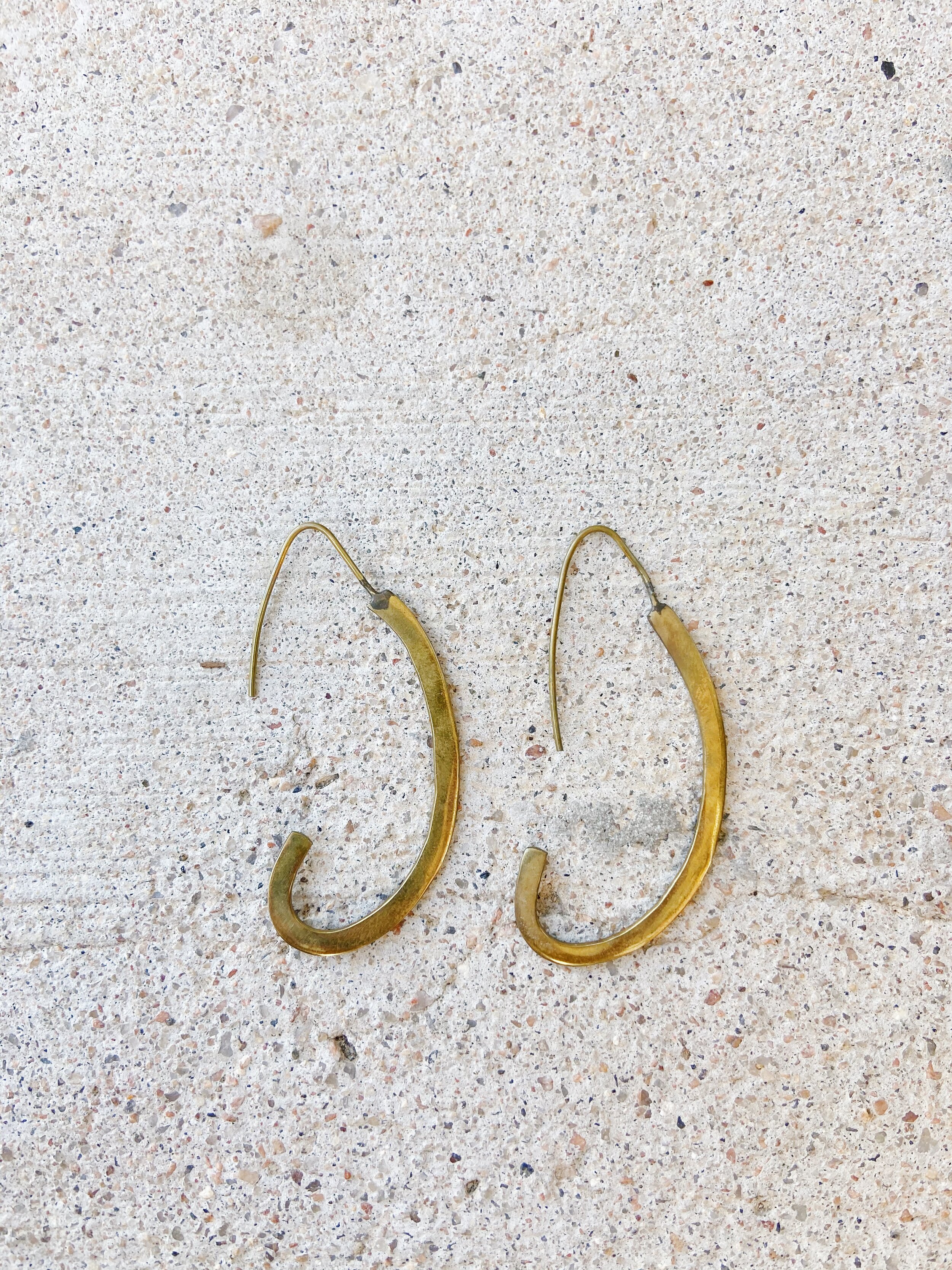 crescent earrings, swahili coast design, brass earrings, fair trade earrings
