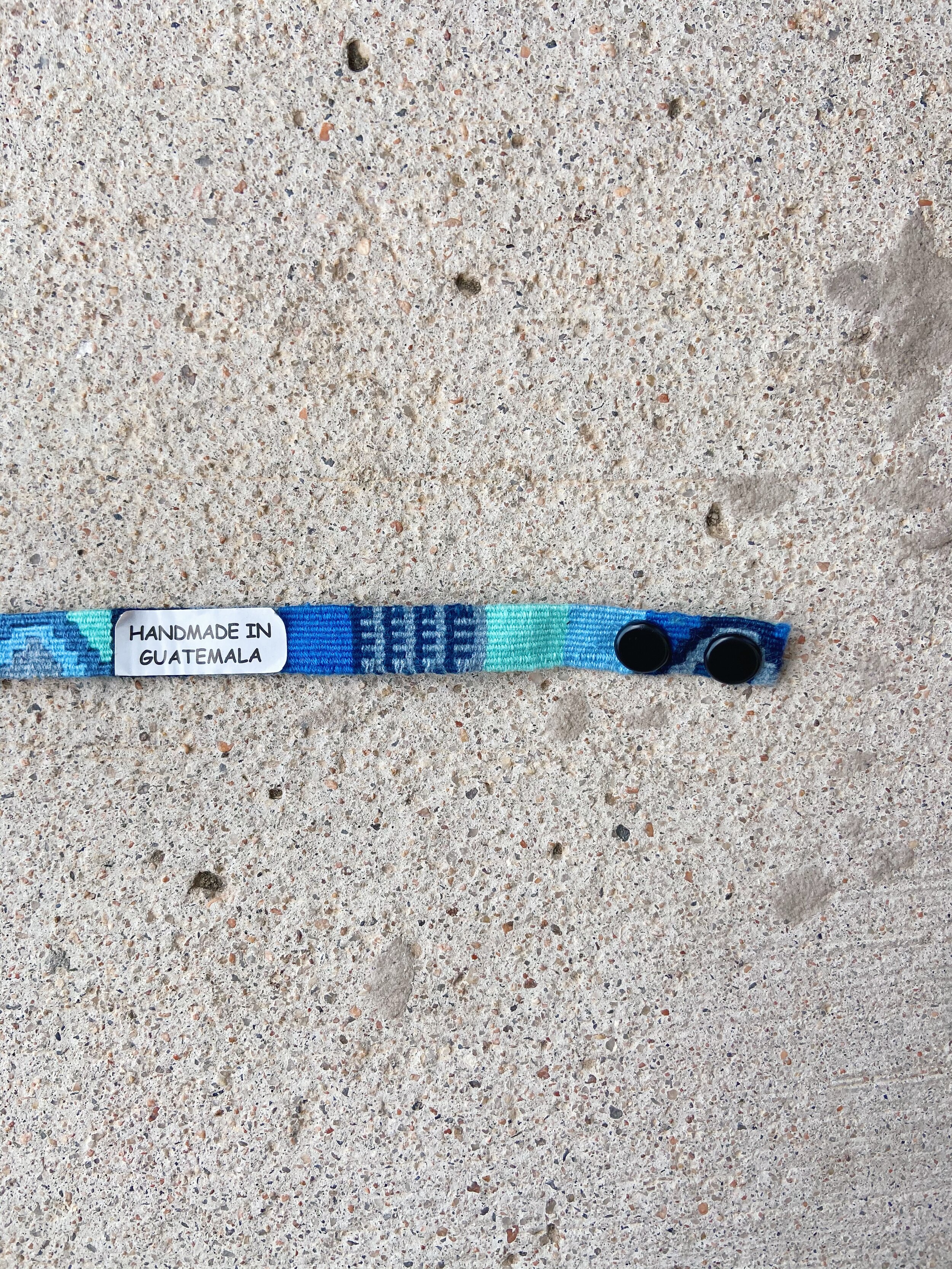 Denim Cinta Friendship Bracelet, Mayan Hands, snap detail