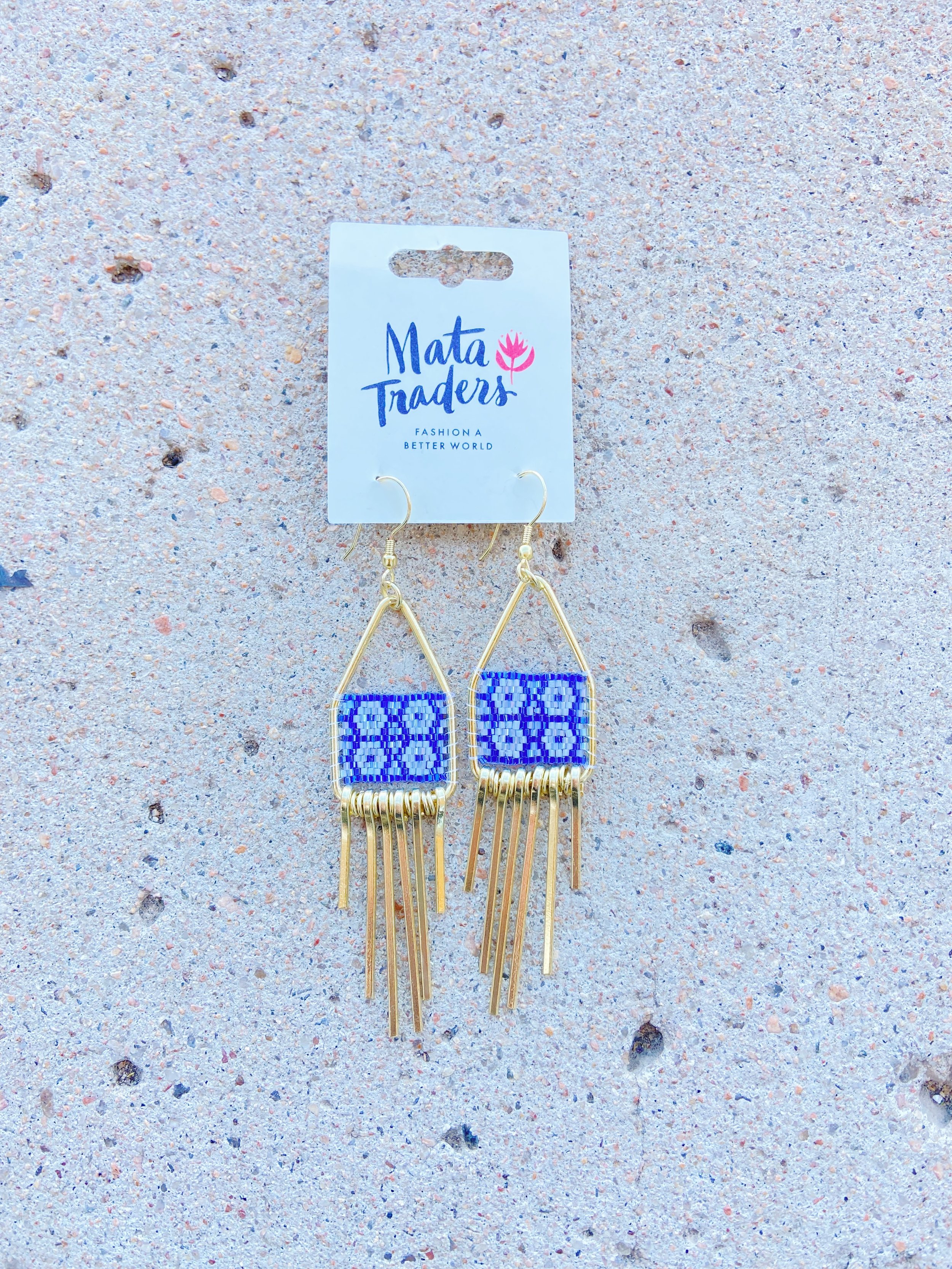 Allegory Earrings, Mata Traders, with packaging