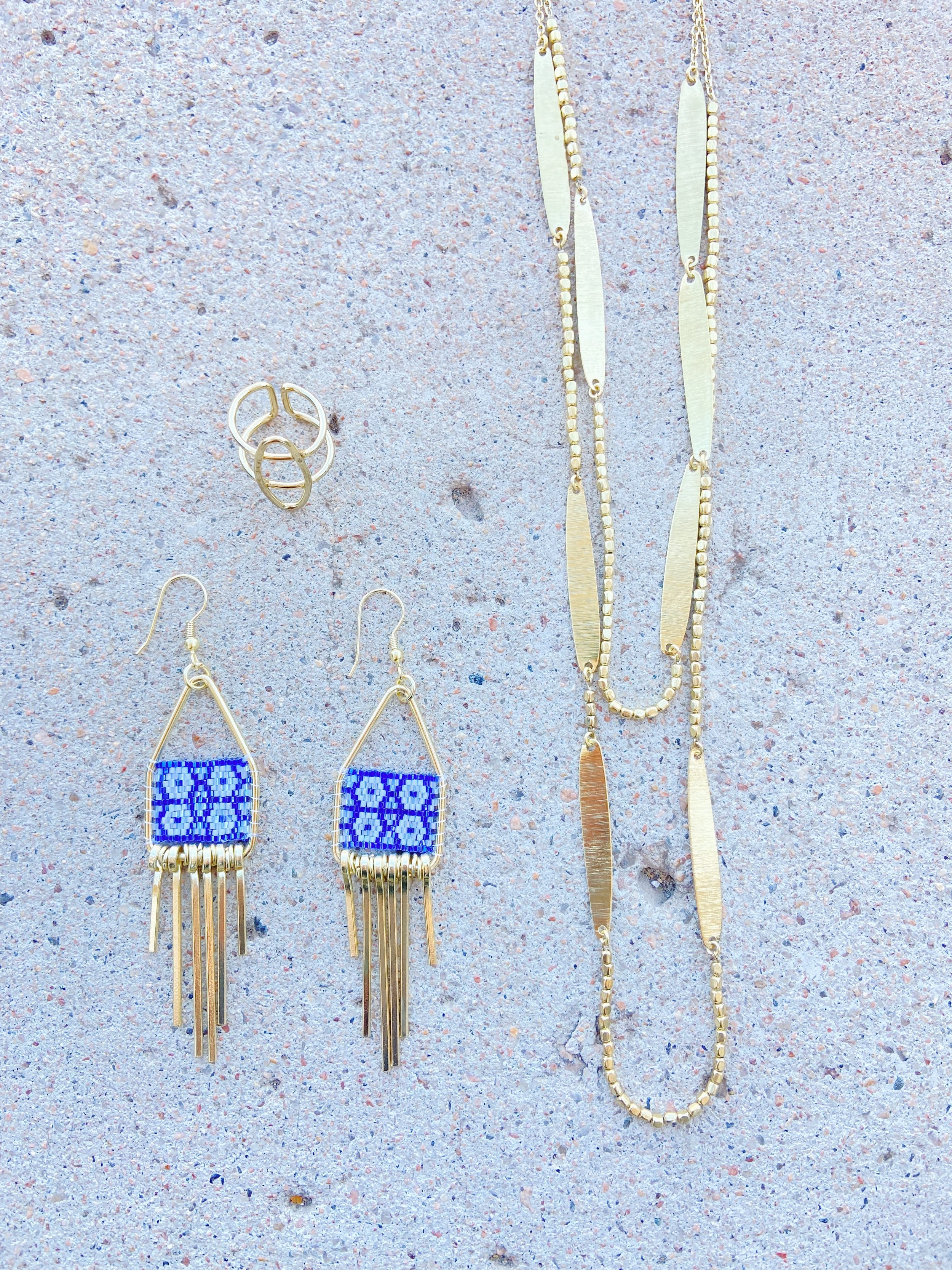 Allegory Earrings, Foster Beach Ring, Amelie Necklace