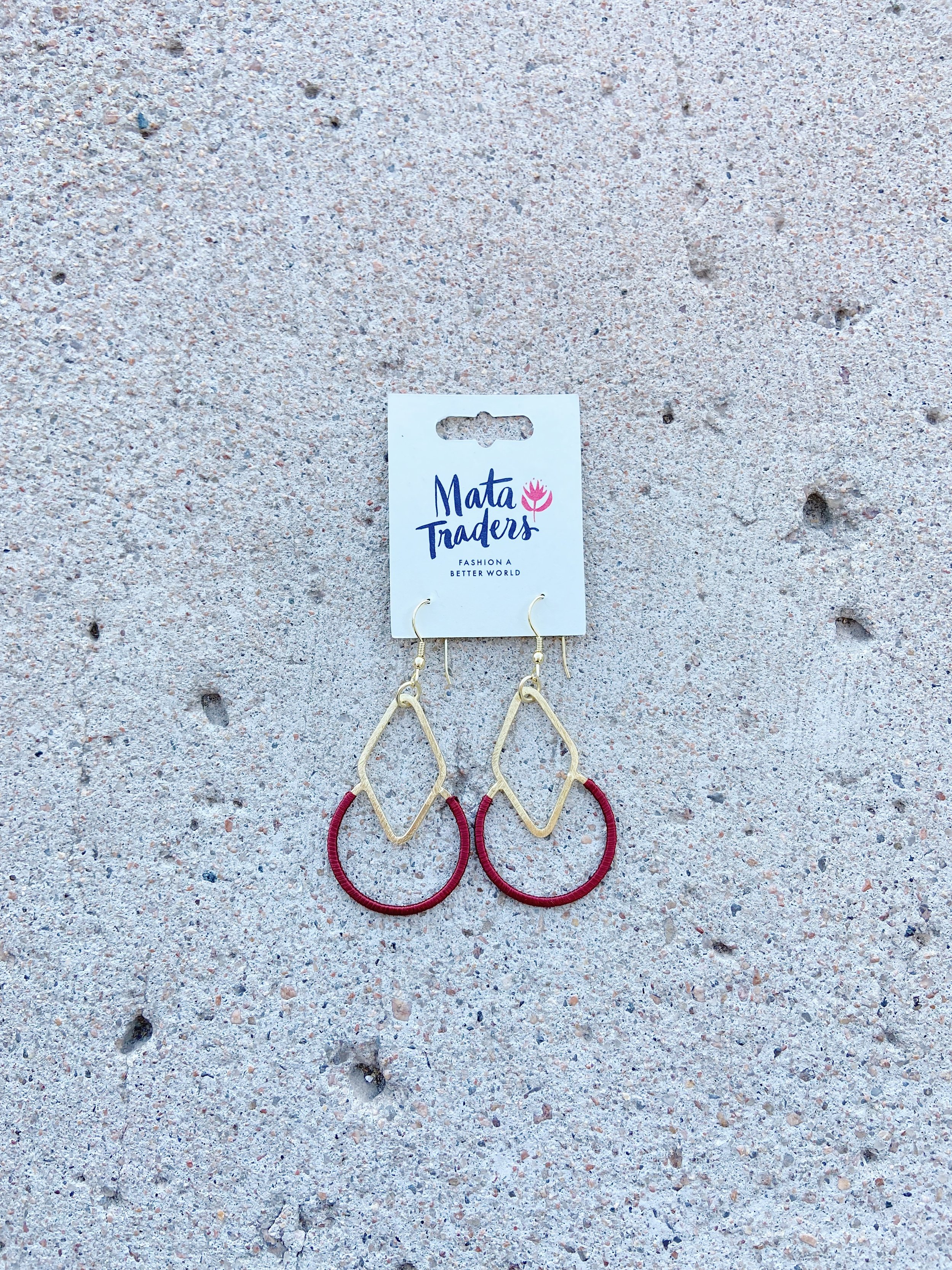 Graphic Threads Earrings, Mata Traders, with packaging