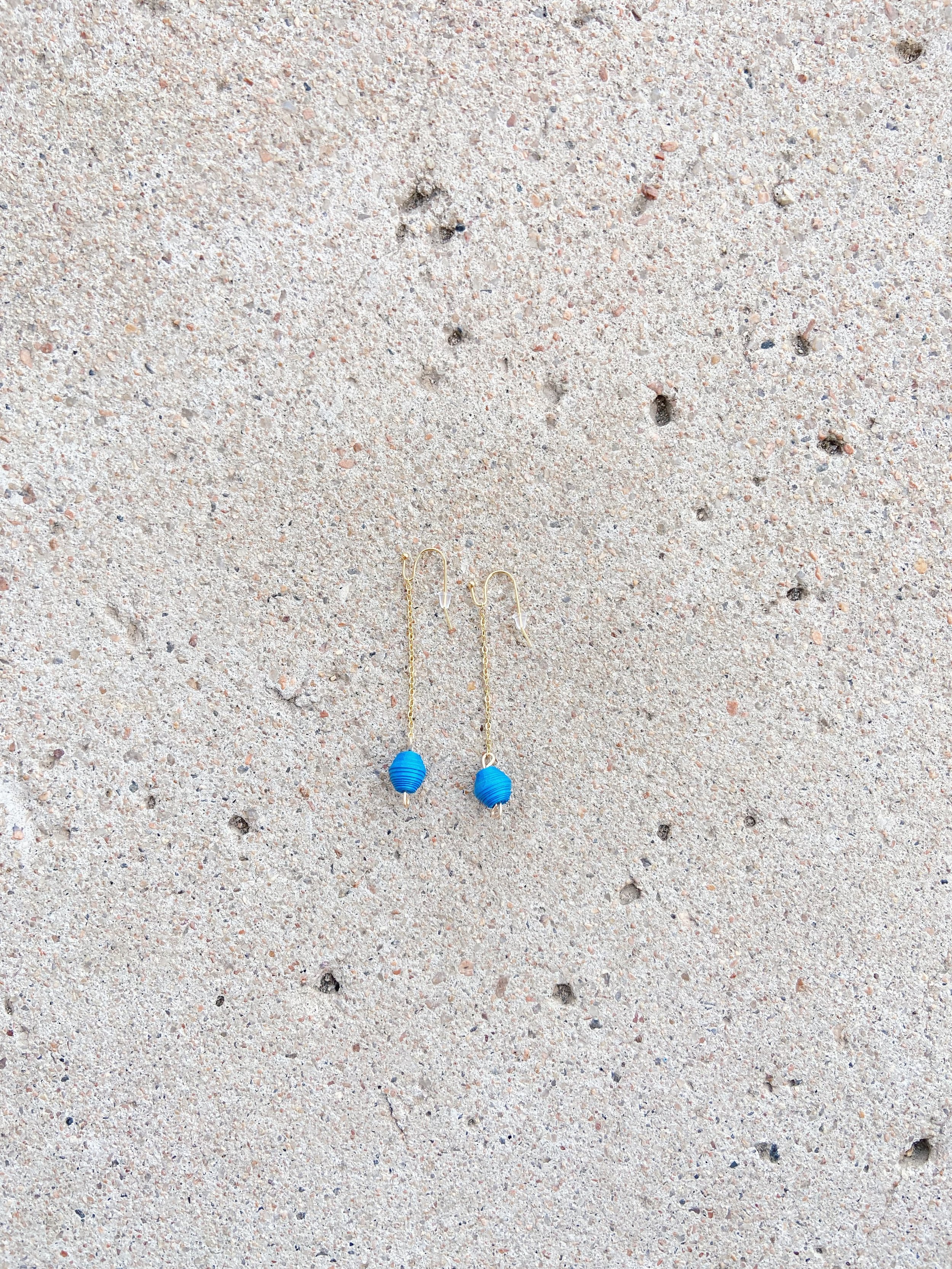 Dainty Drop Earrings- Blue, Dreamer & Co., long shot