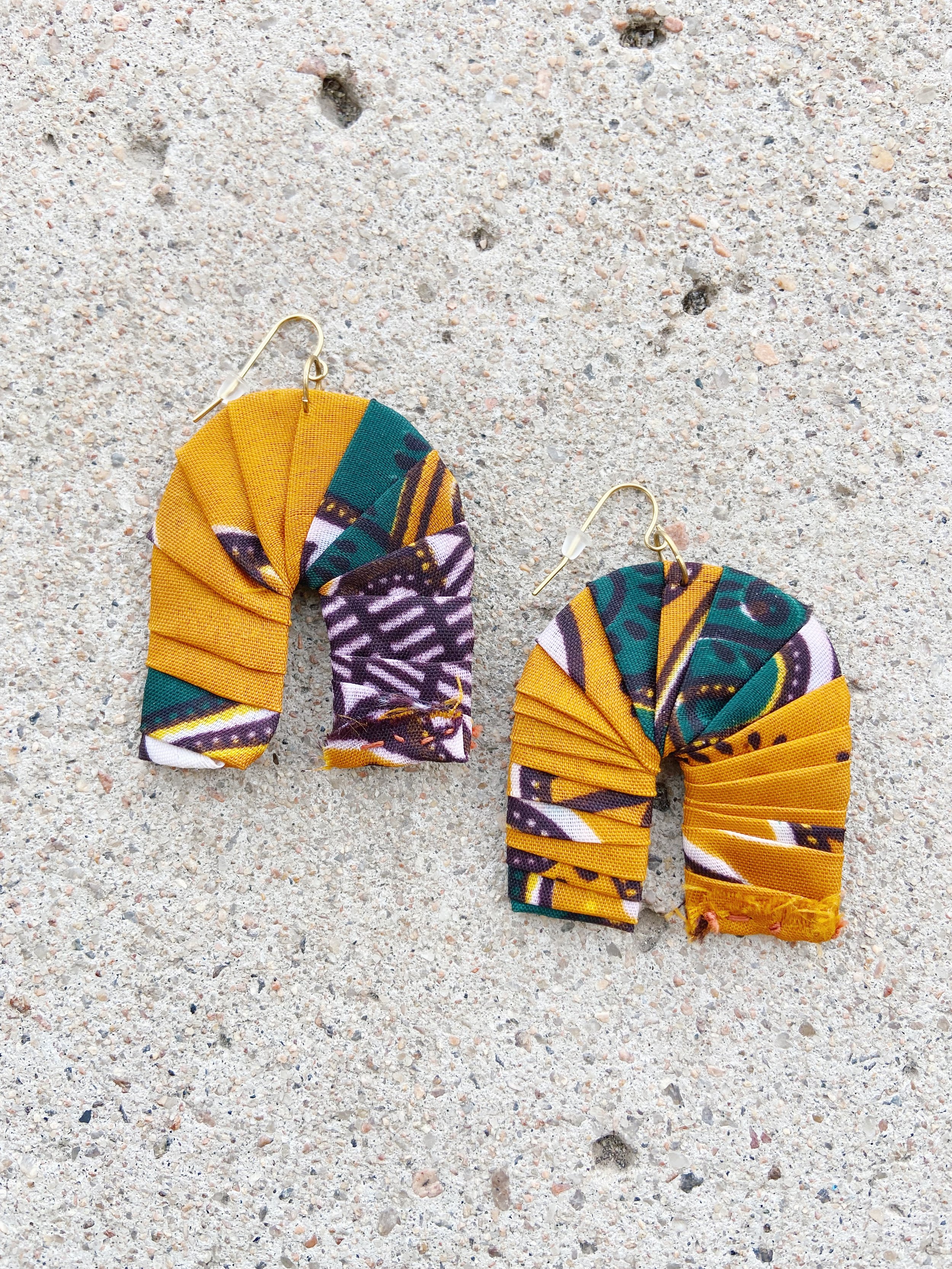 Fabric Earrings - Mustard Yellow, Dreamer & Co.
