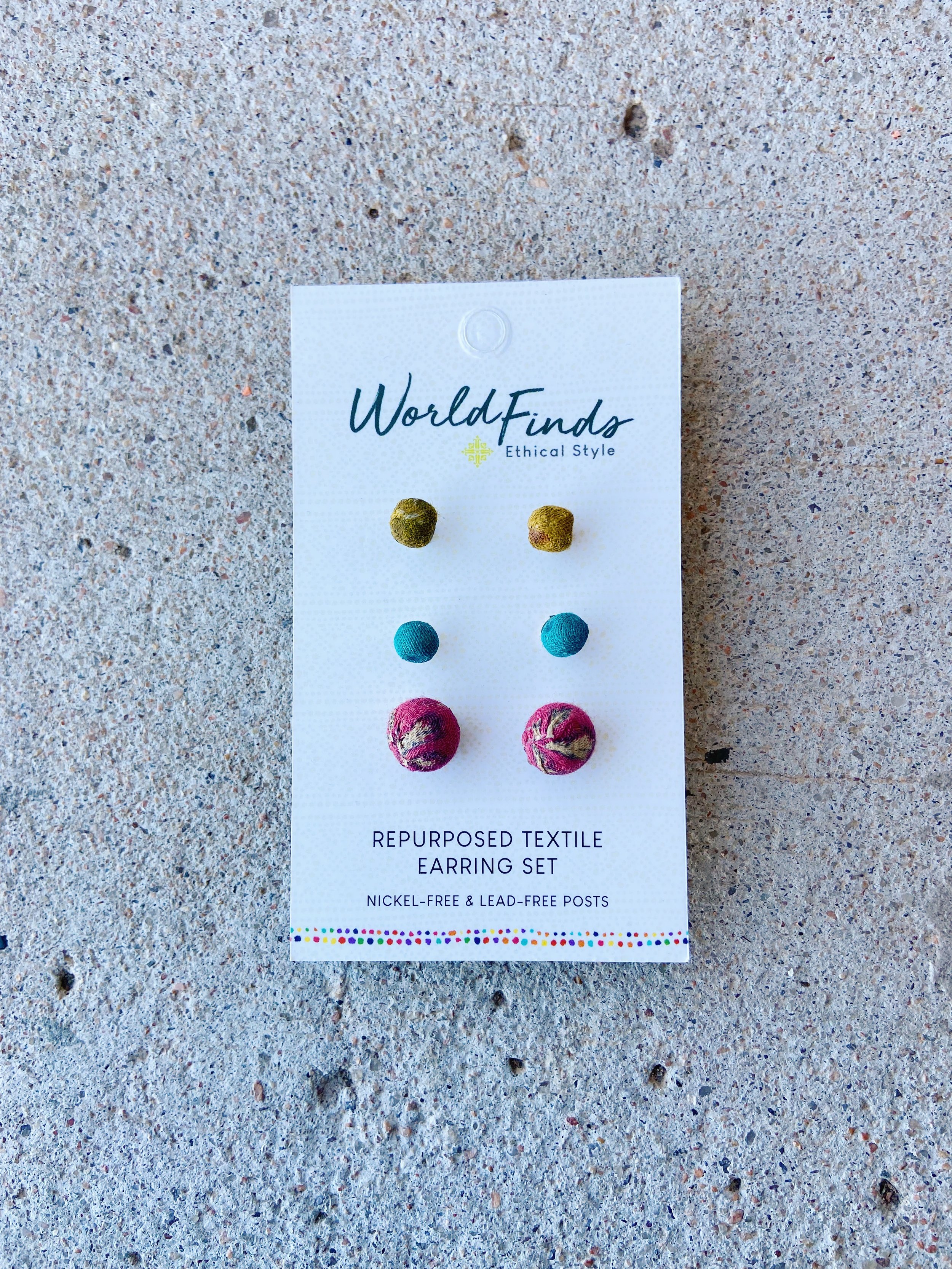 Kantha Bauble Post Earring Set