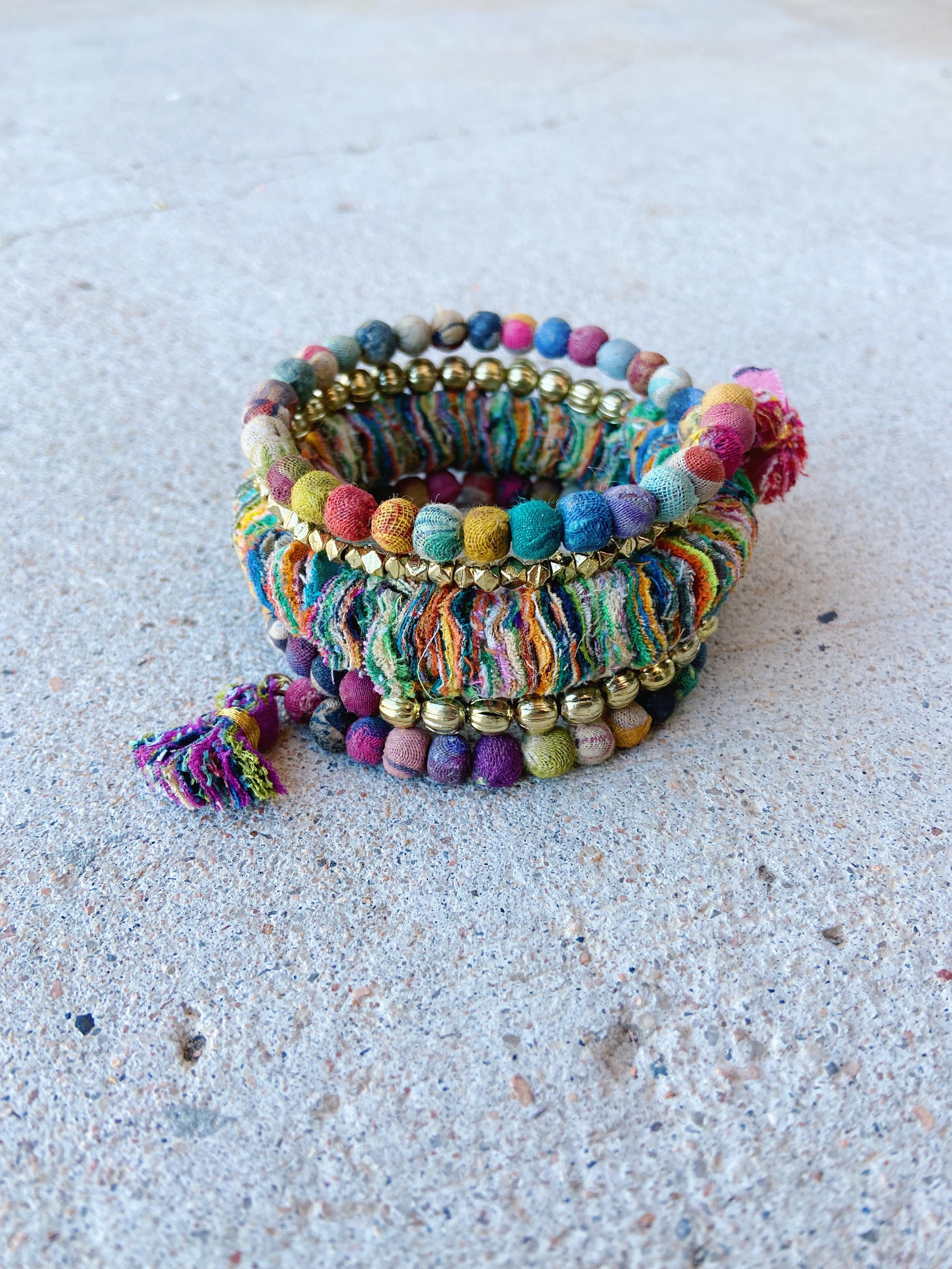Kantha Fractal Spiral Bracelet