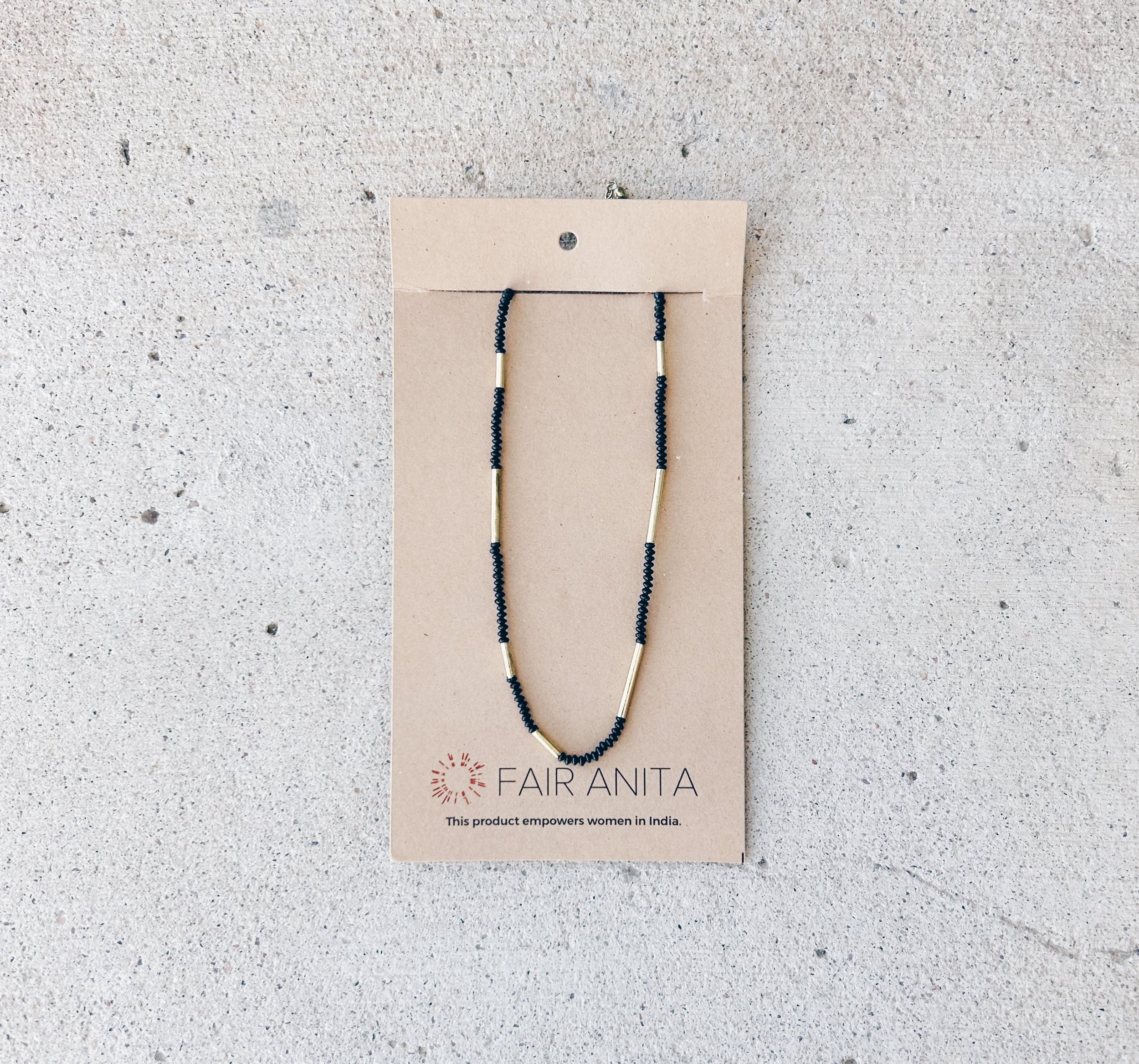 The Morse Code Necklace comes with its original Fair Anita packaging.