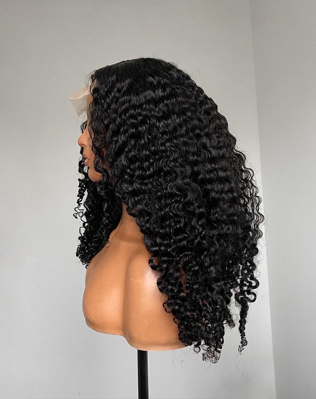 Kinky deep curly middle part glueless closure wig
