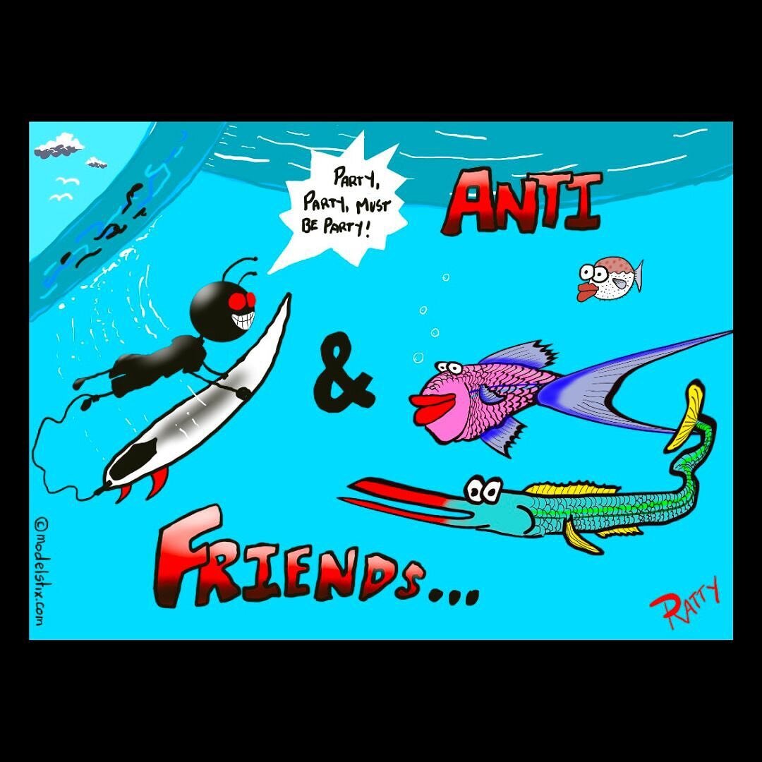 Antiman loves a good party&hellip;#ratty #robmathews #modelstix #japansurf #wierdfish #sealife