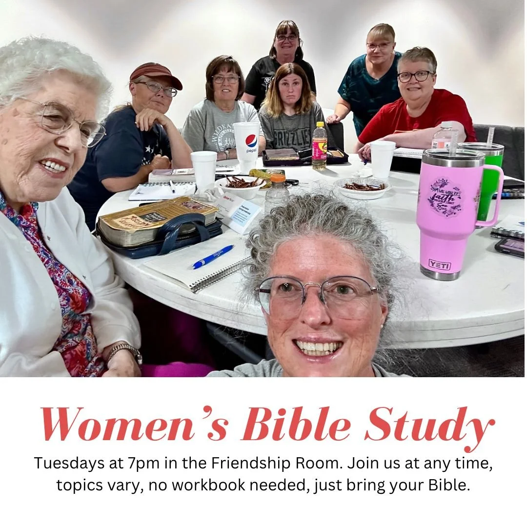 The Women&rsquo;s Study group meets every Tuesday evening from 7-9 PM in the Friendship Room. Deb Holderman is the contact person for this group. All women are welcome to join this group at any time.