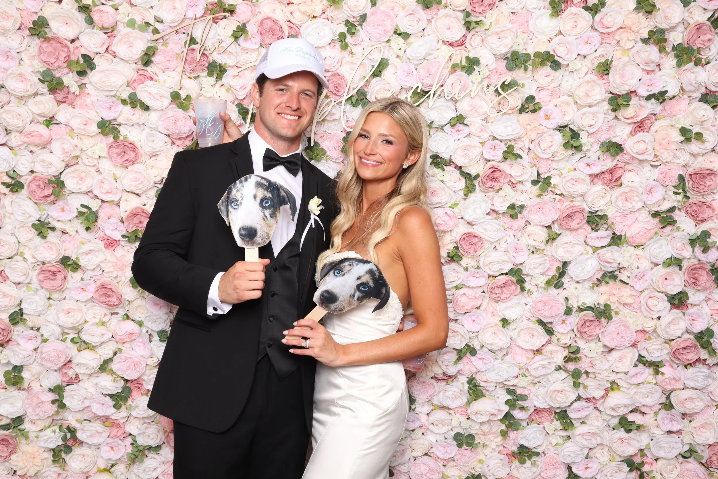 Newly married couple in front of Photo Booth in Lafayette