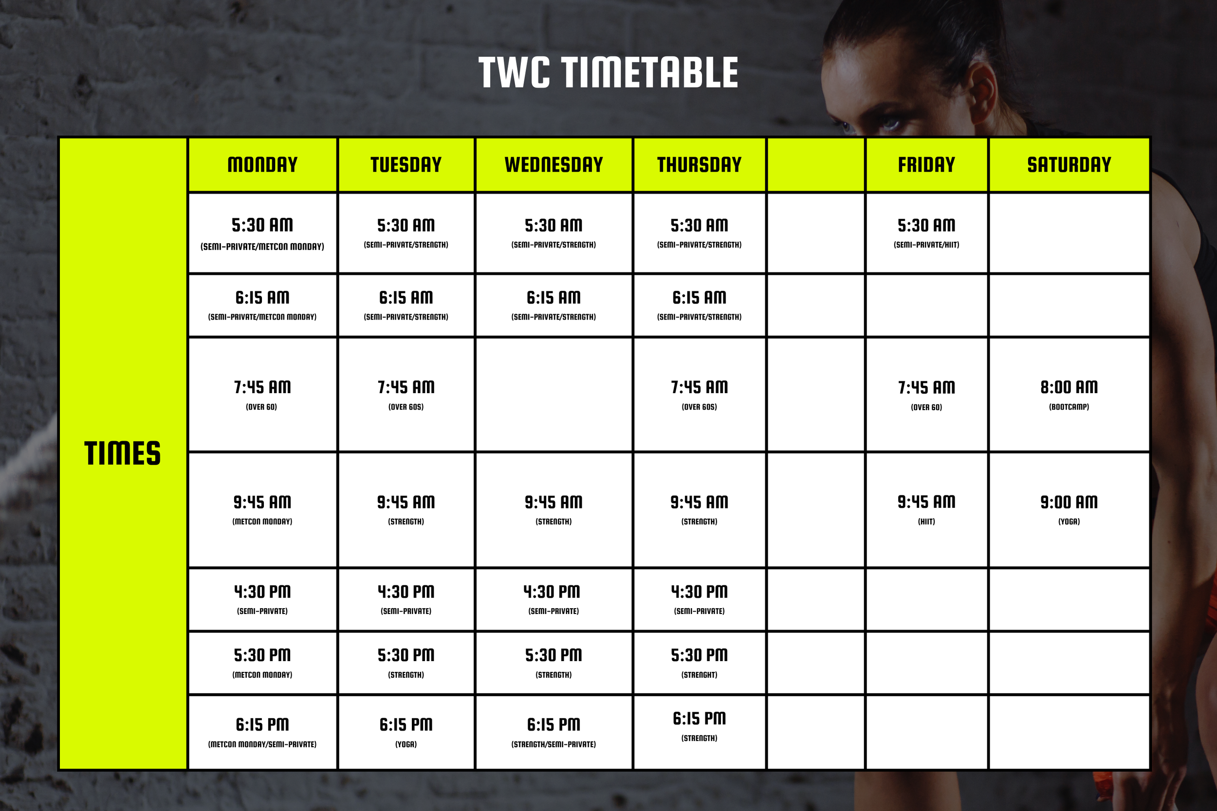 Timetable — TRIBE WELLNESS CO