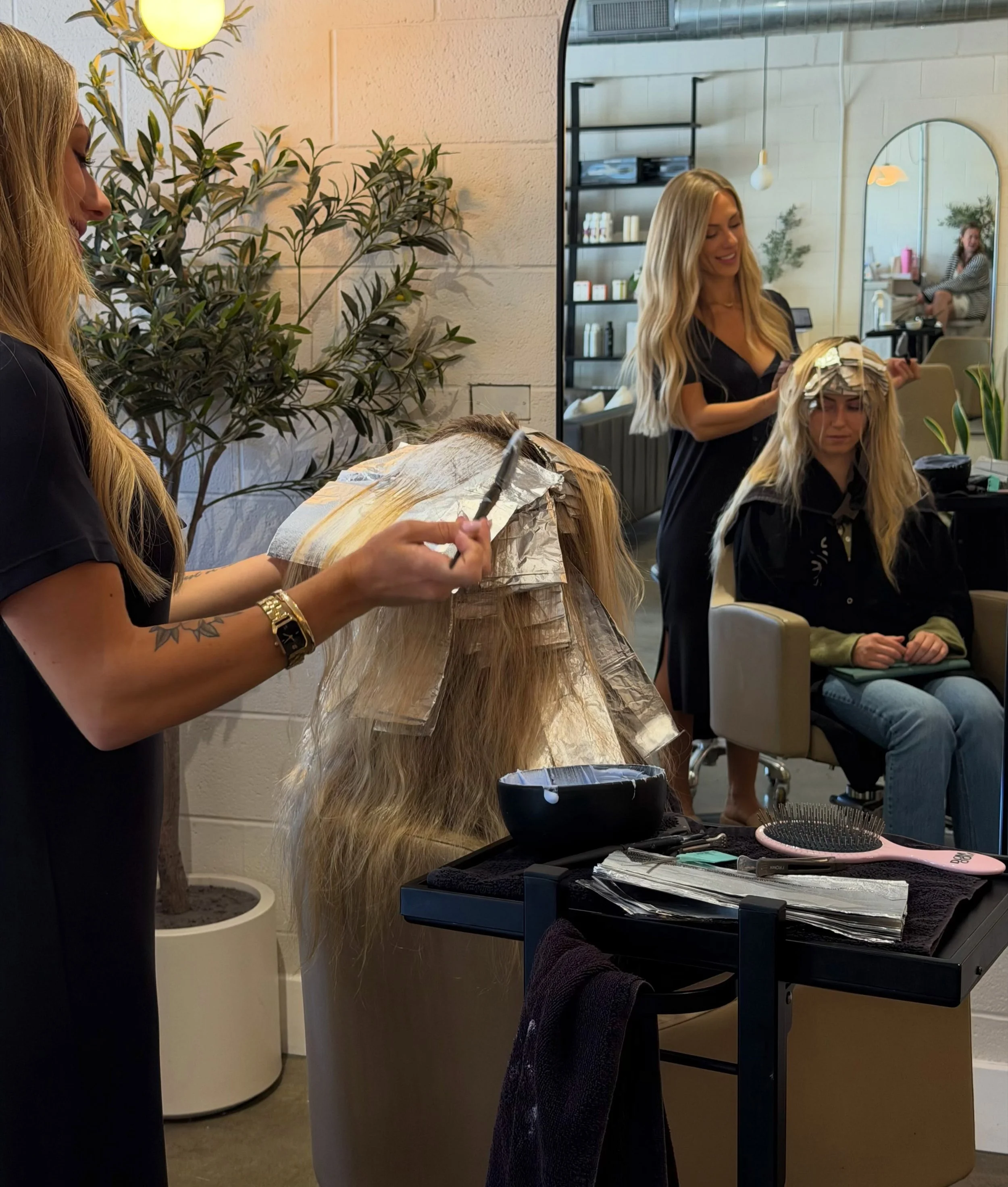 Foil by foil, creating your dream hair ☁️