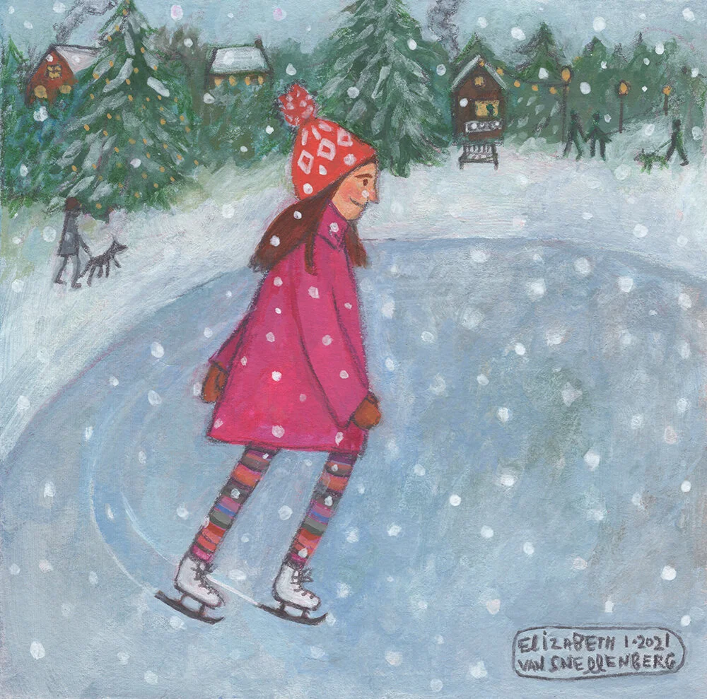 ice skating at the pond