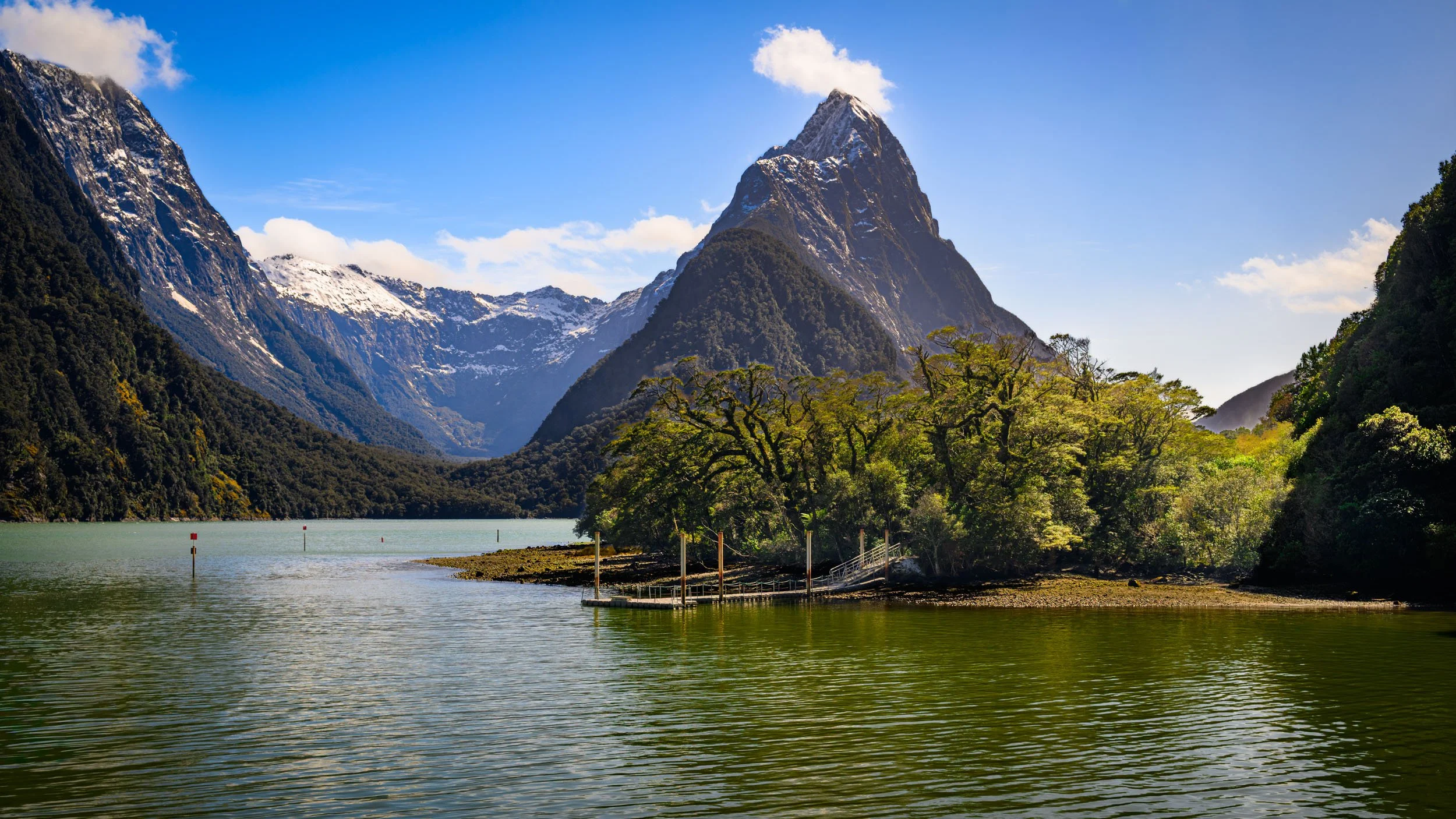 A captivating view of Mitre Peak at Milford Sound, New Zealand.