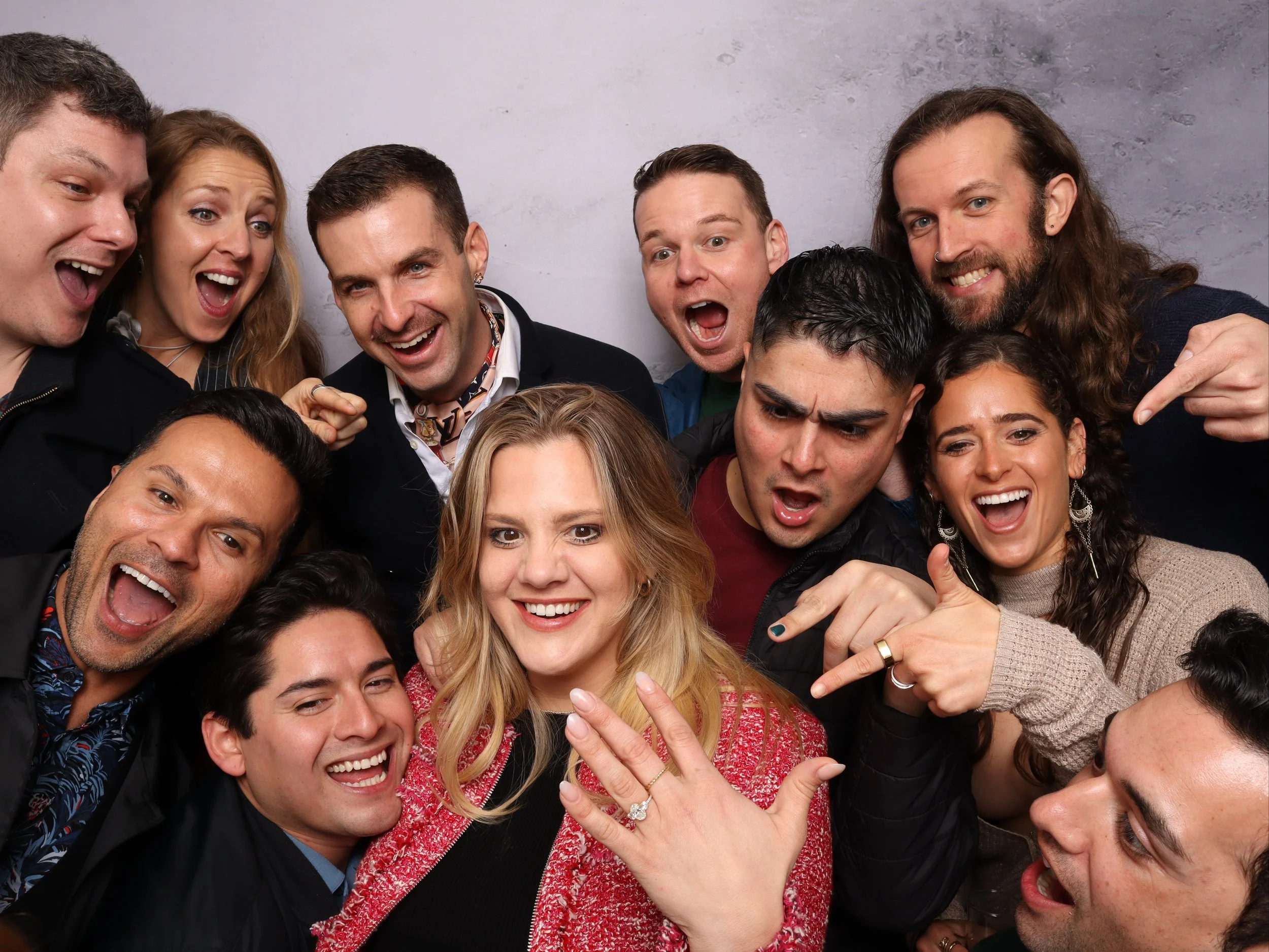 Group of guests posing at a Bay Area photo booth rental